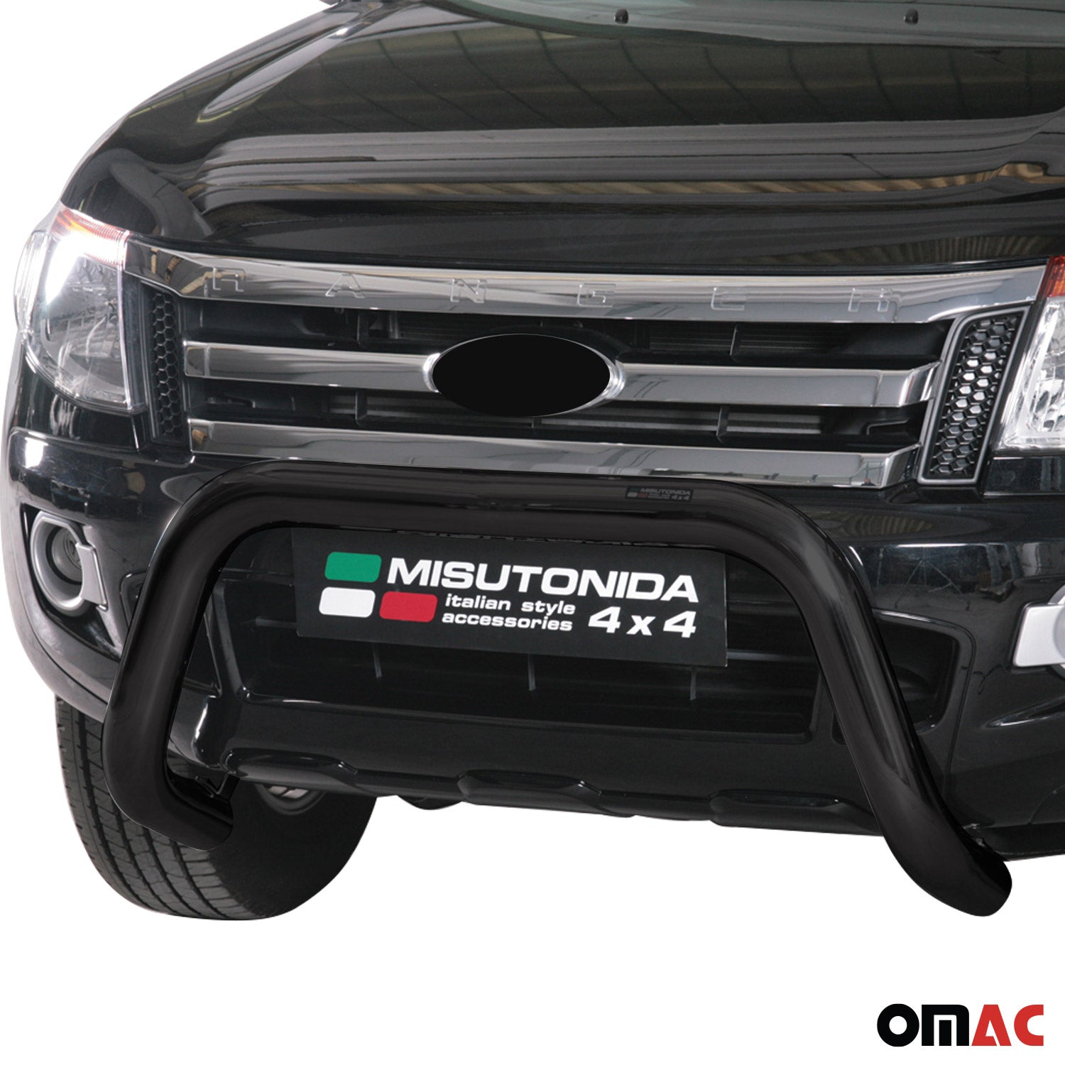 Bull Barra Frontal para Ford Ranger 2012-2015 Negro Brillante Acero