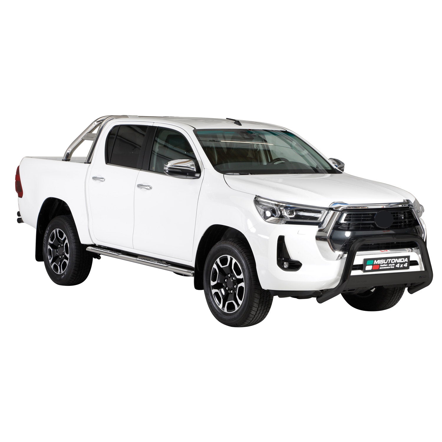 Bull Barra Frontal para Toyota Hilux 2021-2026 Negro Brillante Acero 1Pza