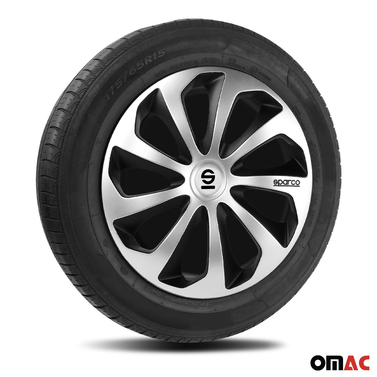 Sparco Sicilia Tapacubos 16" pulgadas Universal Negro Plata ABS Plástico