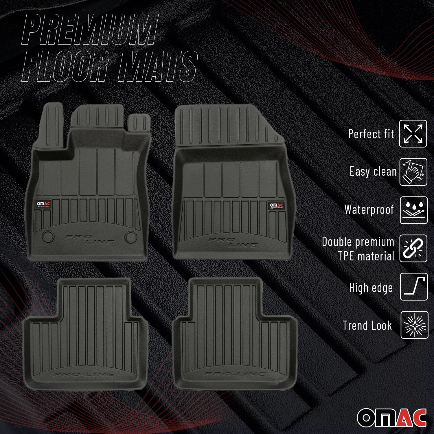 OMAC Premium Alfombrillas De Coche para Renault Talisman 2015-2020 TPE Goma 4x