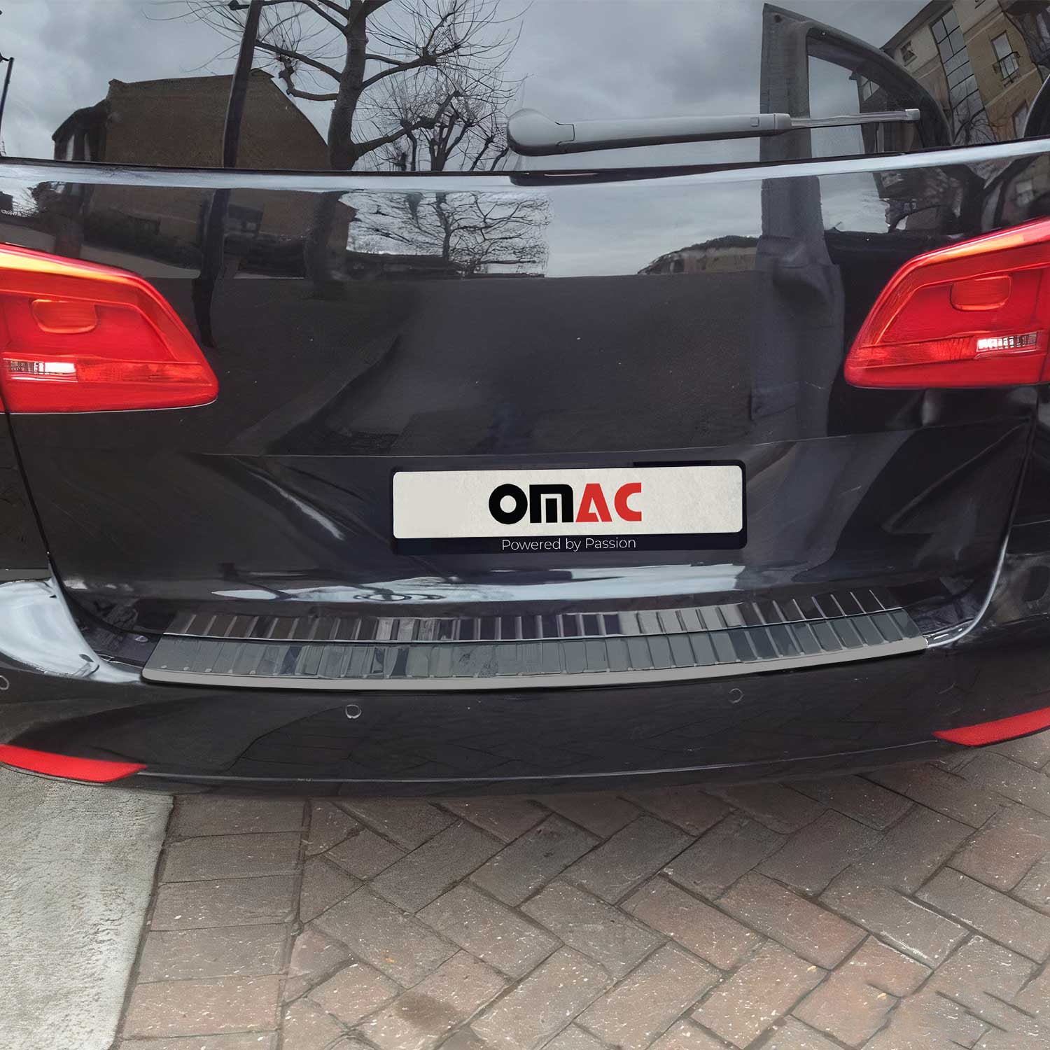 Protector de Parachoques Trasero para VW Touran 2010-2015 Oscuro Brillante Acero