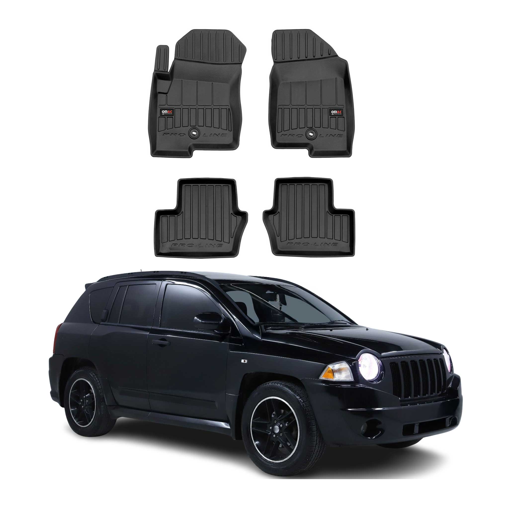 OMAC Premium Alfombrillas De Coche para Jeep Compass/Patriot 2006-2017 Negro TPE