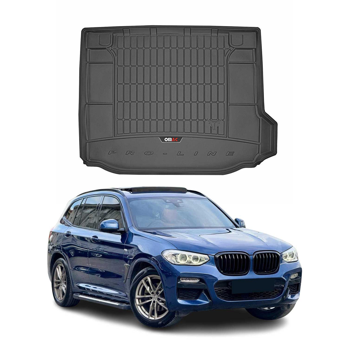 OMAC Premium Bandeja Maletero Alfombrilla para BMW X3 G01 2017-2024 Negro TPE