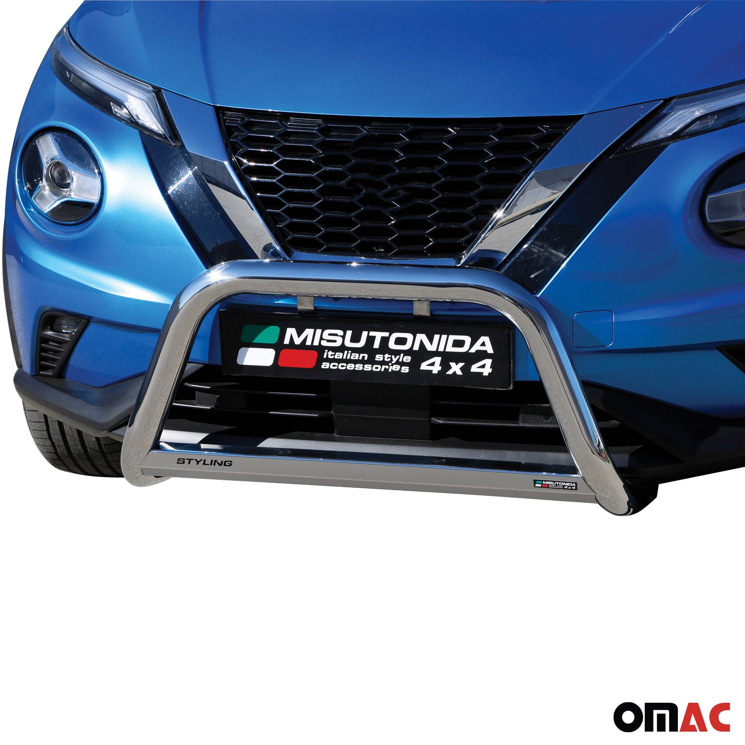 Bull Barra Frontal para Nissan Juke 2020-2025 Plata Brillante Acero 1Pza
