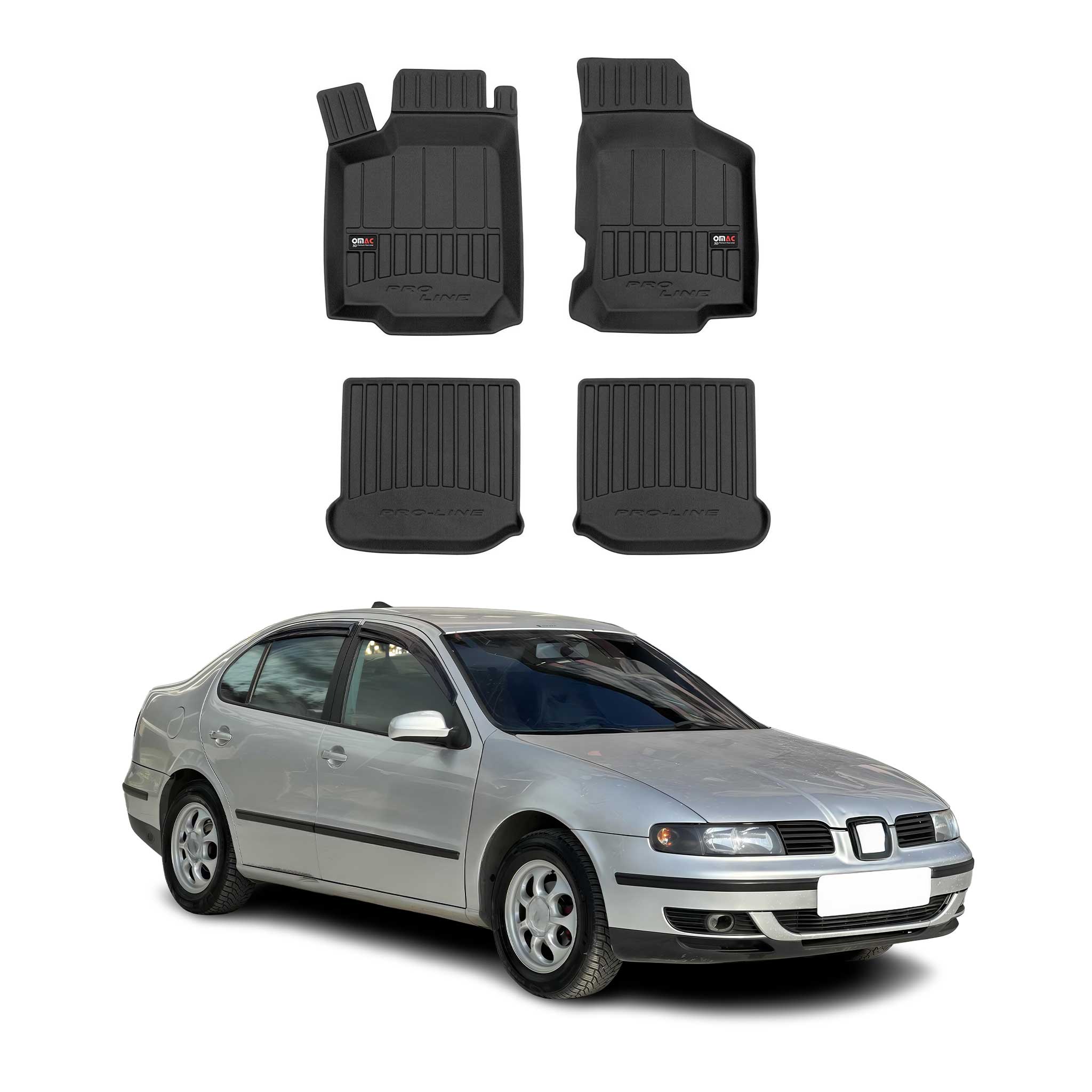 OMAC Premium Alfombrillas De Coche para Seat Toledo 1999-2004 Negro TPE Goma 4x