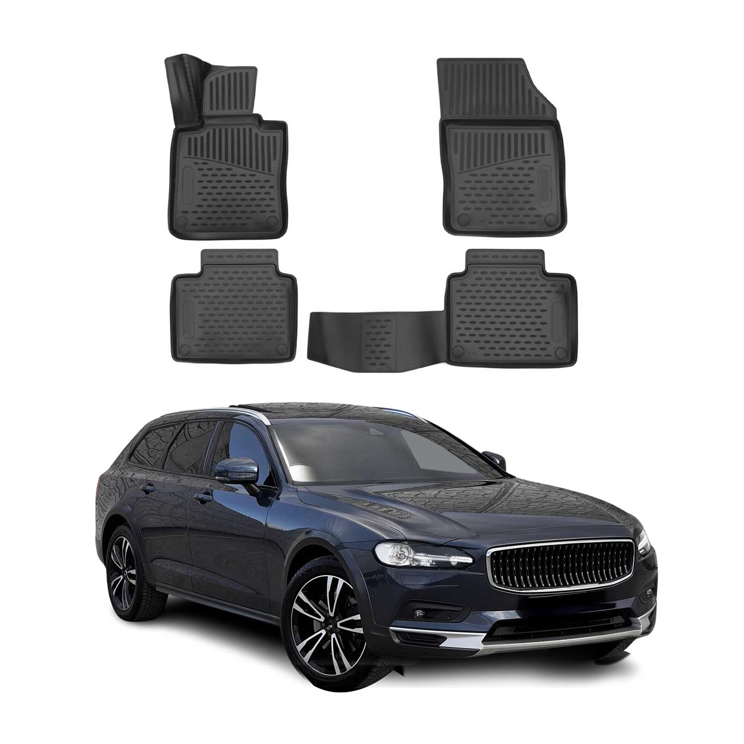 OMAC Alfombrillas De Coche para Volvo V90 2016-2025 Negro Goma 4Pza