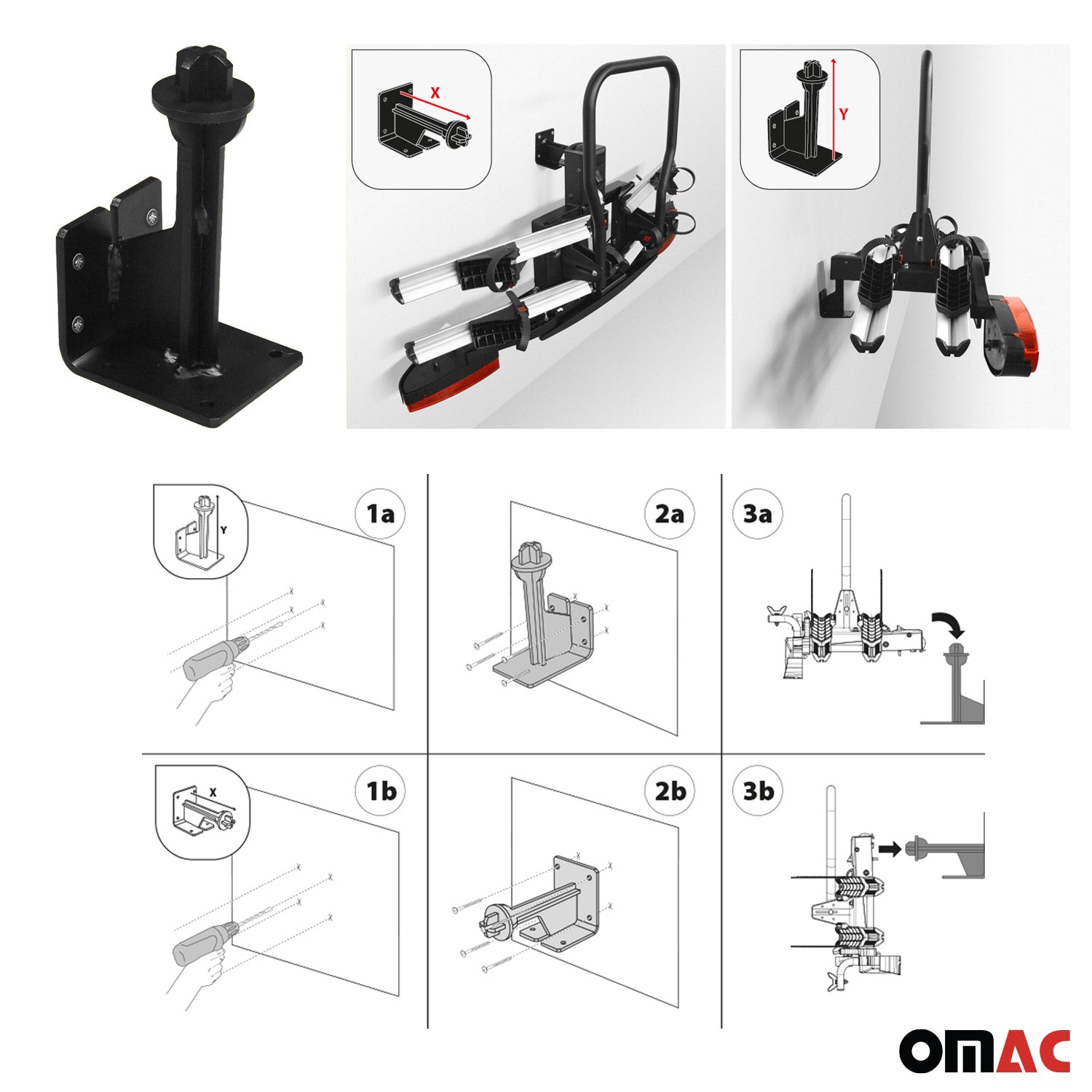 Menabo Percha de Pared para Bicicletas Garaje Gancho Universal Negro Acero