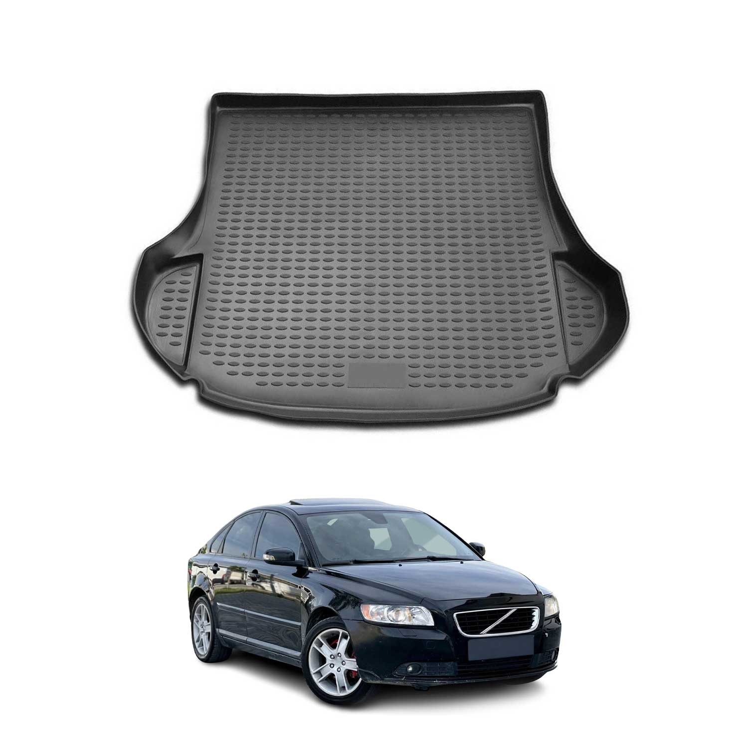 OMAC Bandeja Maletero Alfombrilla para Volvo S40 2004-2012 Negro Goma TPE 1Pza
