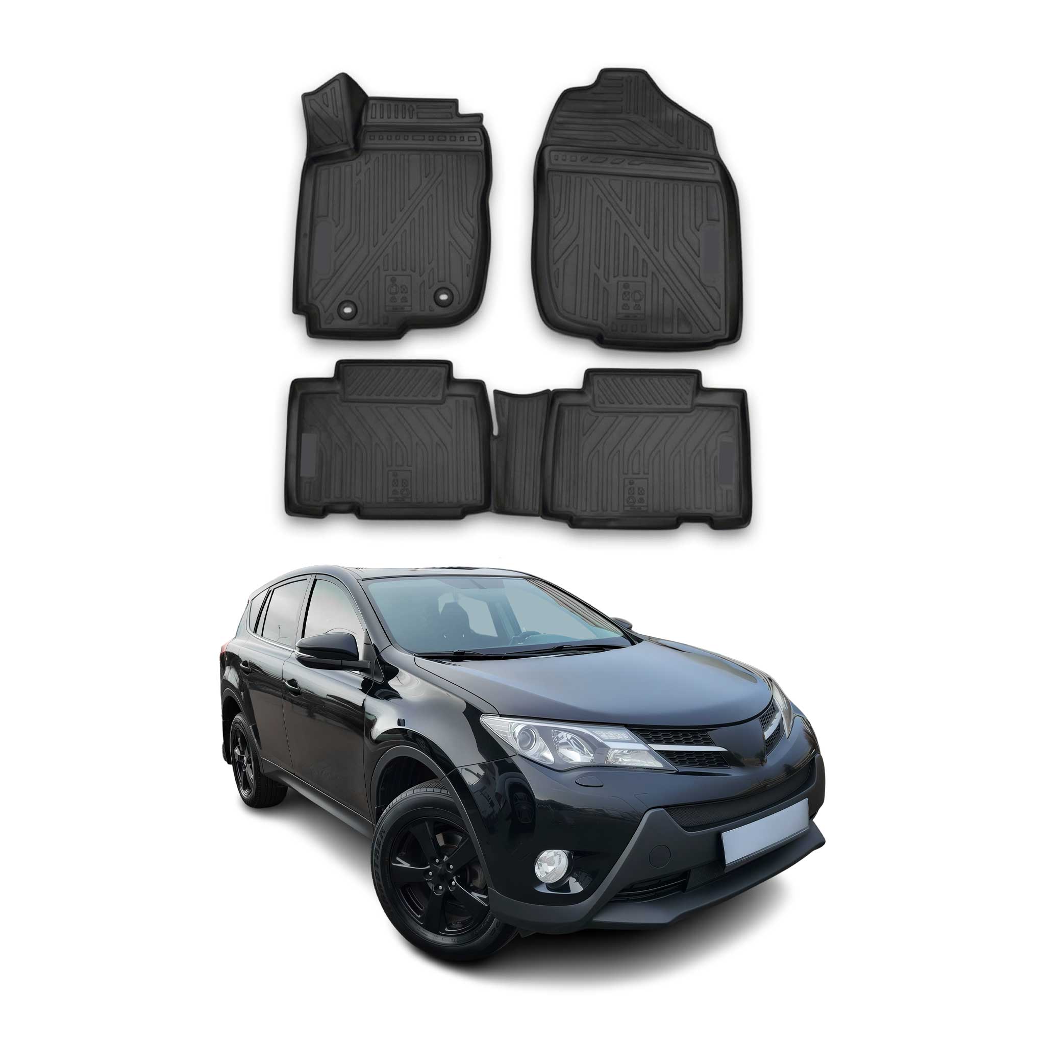 OMAC Alfombrillas De Coche para Toyota RAV4 2013-2018 Negro Goma TPE 4Pza