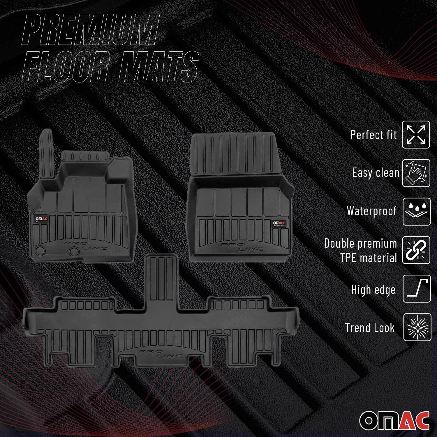 OMAC Premium Alfombrillas De Coche para Renault Espace 2002-2014 TPE Goma 3x