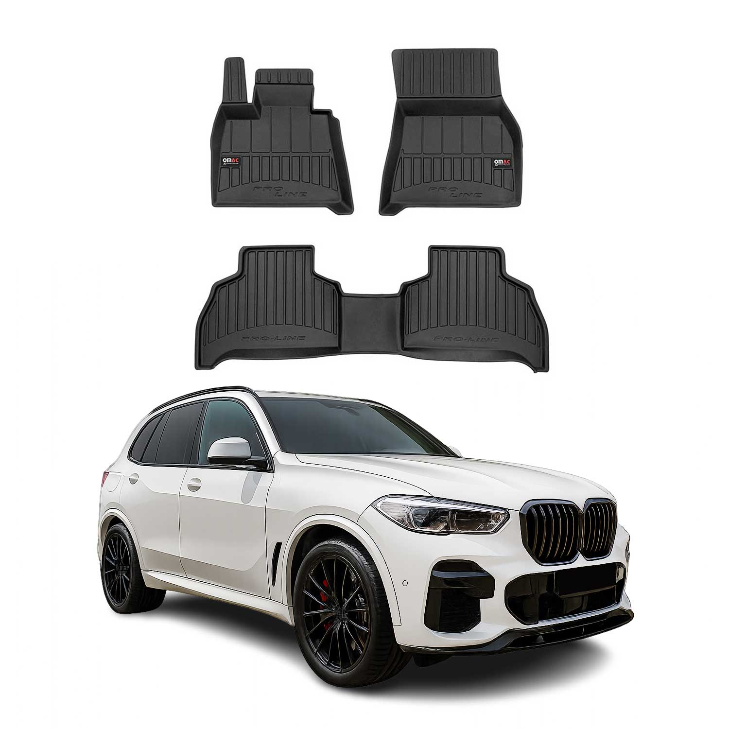OMAC Premium Alfombrillas De Coche para BMW X5 G05 2018-2025 Negro TPE Goma 3Pza