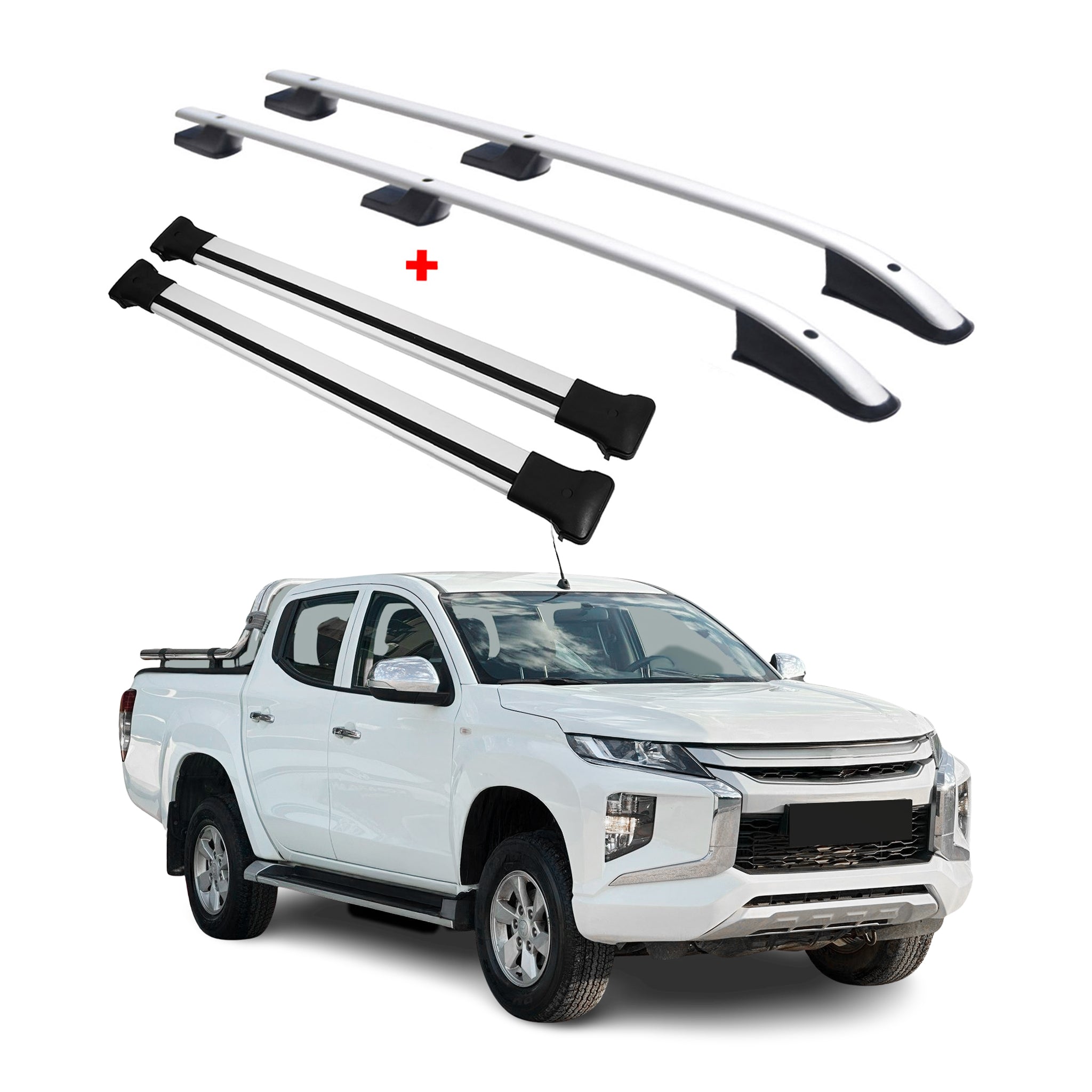 Rieles & Barras de Techo Coche para Mitsubishi L200 Sport 2015-2025 Gris Alu 4x