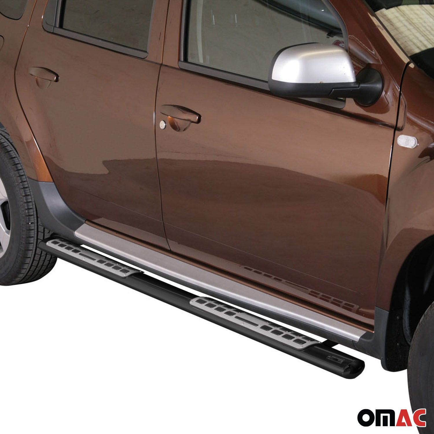 Par de Estribos Barras Laterales para Dacia Duster 2010-2017 Negro Acero