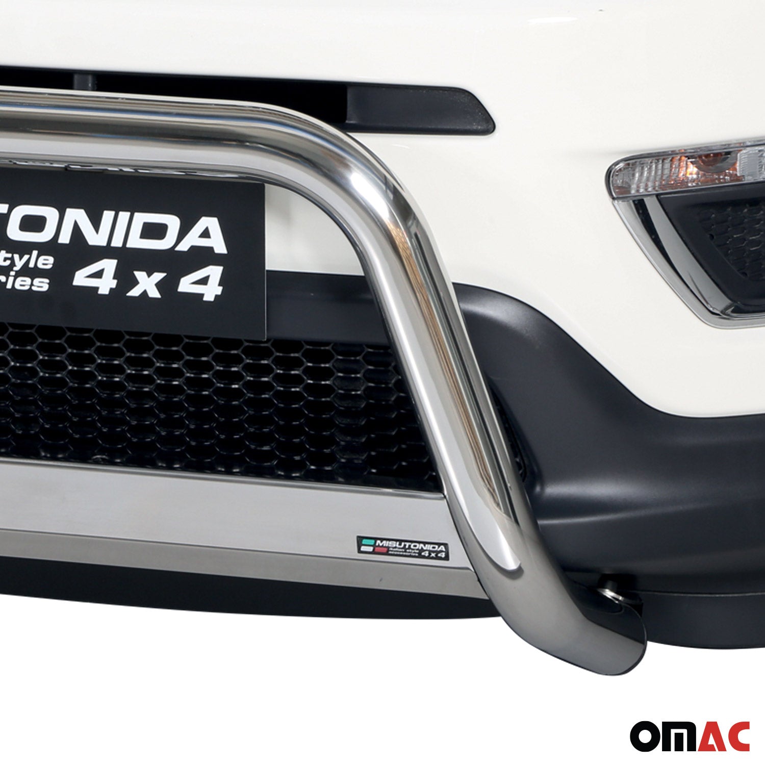 Bull Barra Frontal para Jeep Compass 2016-2021 Plata Brillante Acero