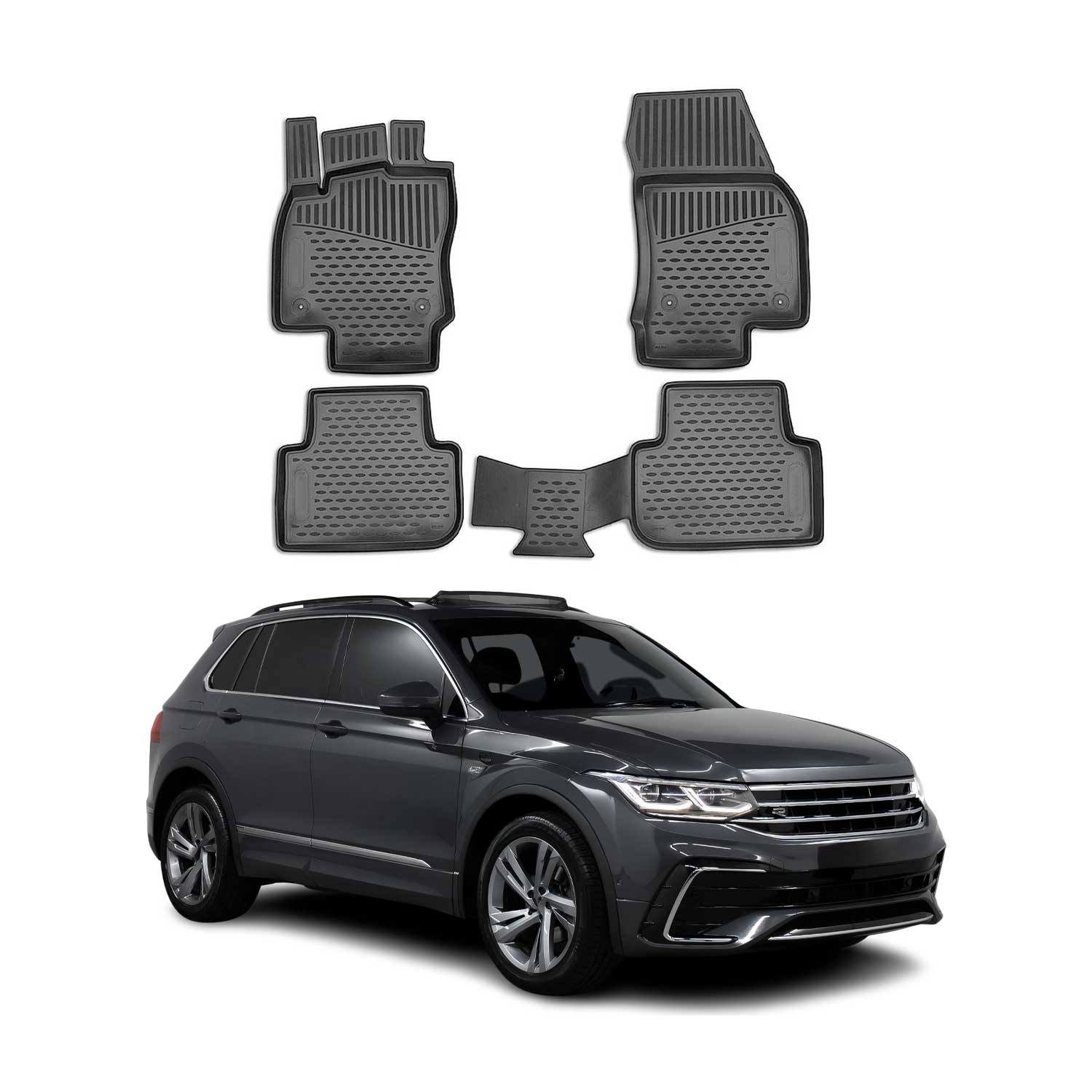 OMAC Alfombrillas De Coche para VW Tiguan / Tiguan Allspace 2018-2024 TPE 4x