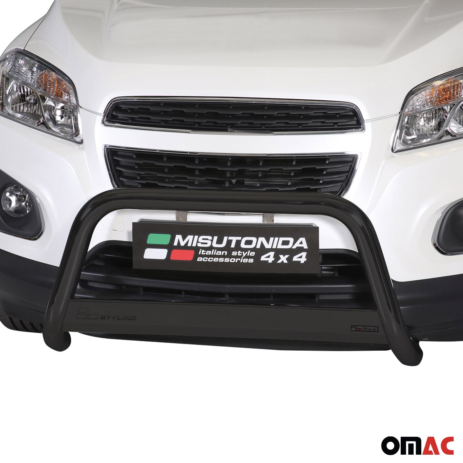 Bull Barra Frontal para Chevrolet Trax 2013-2016 Negro Brillante Acero 1Pza