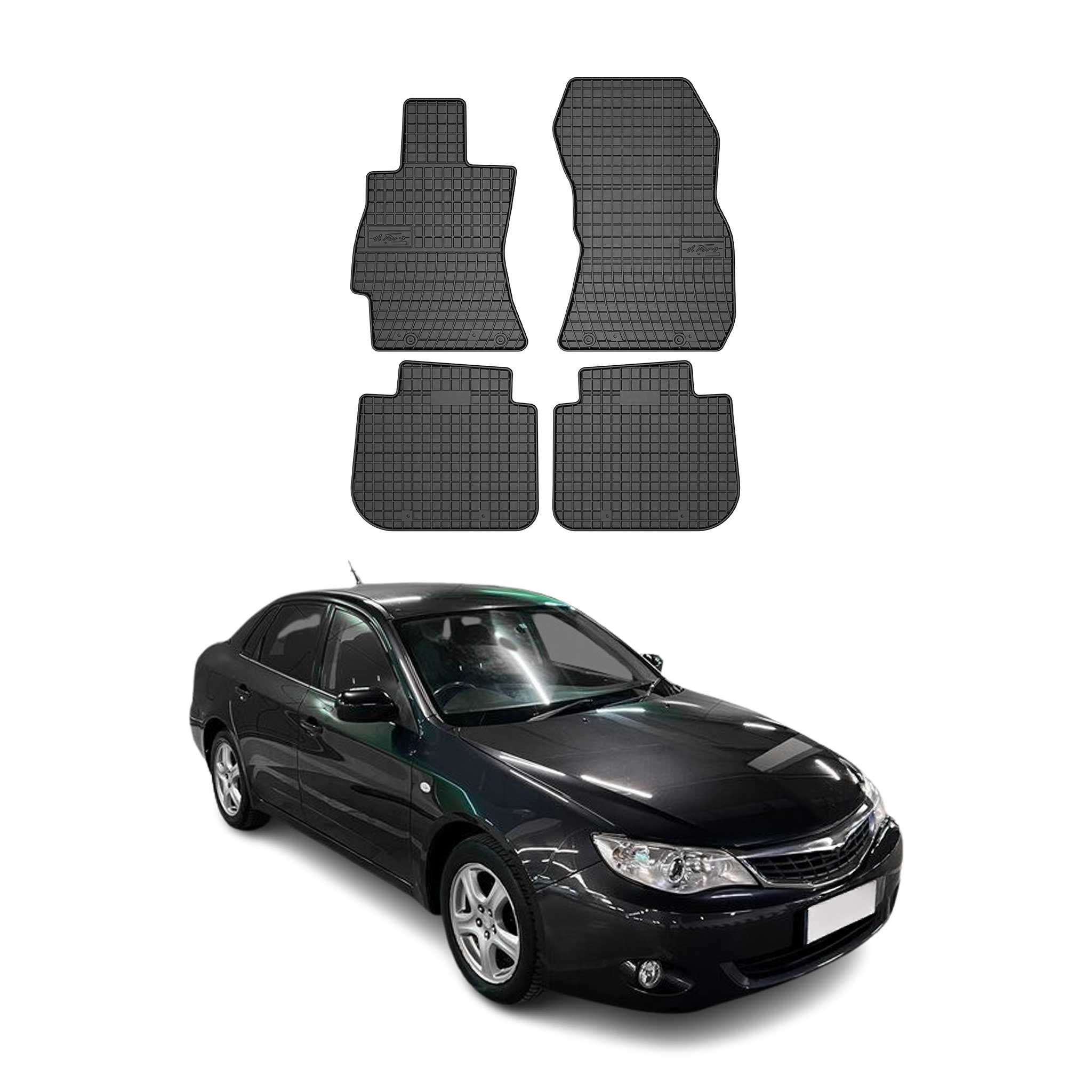 OMAC Alfombrillas De Coche para Subaru Impreza 2007-2011 Negro Goma 4Pza