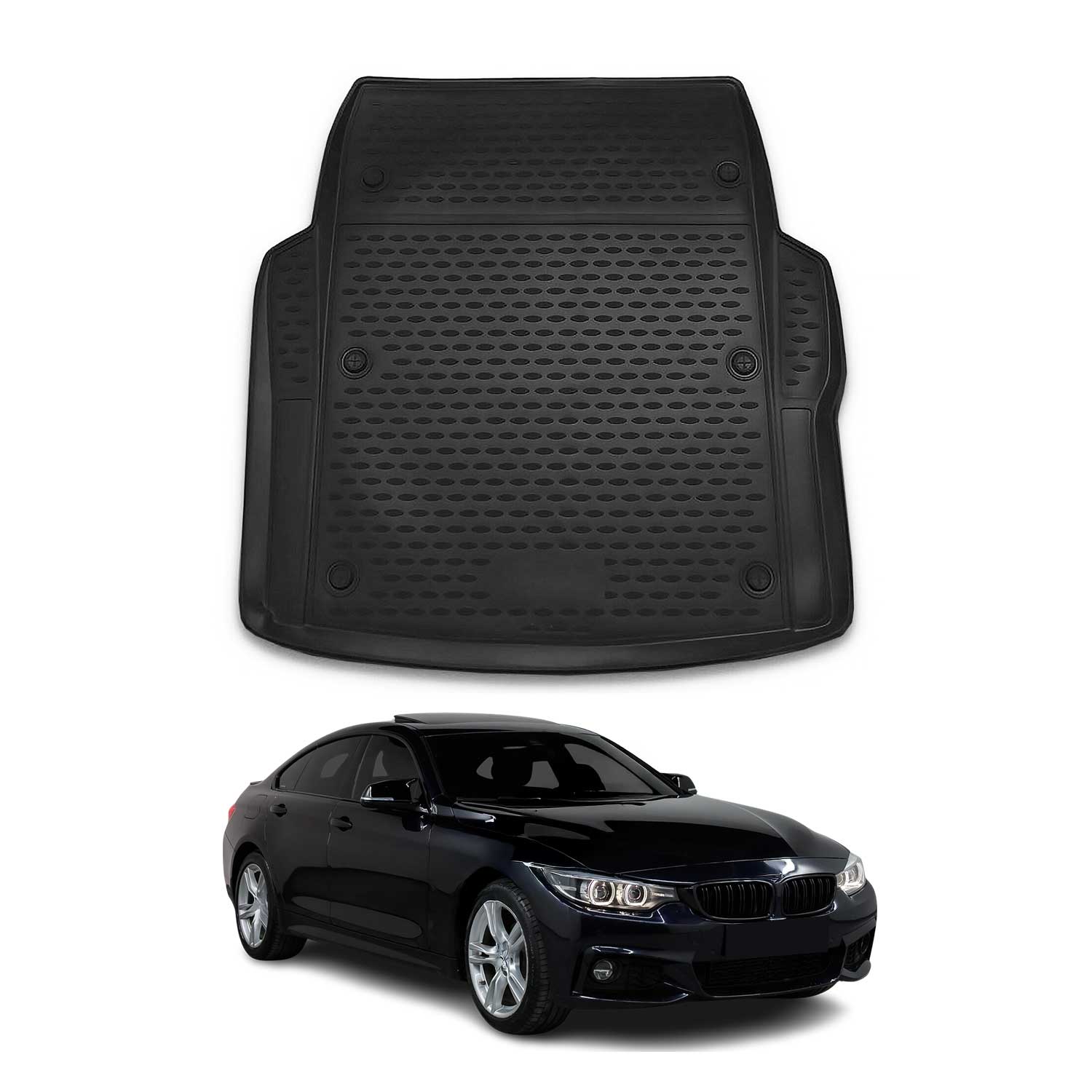 OMAC Bandeja Maletero Alfombrilla para BMW Serie 4 F32 Cupé 2013-2020 Negro TPE