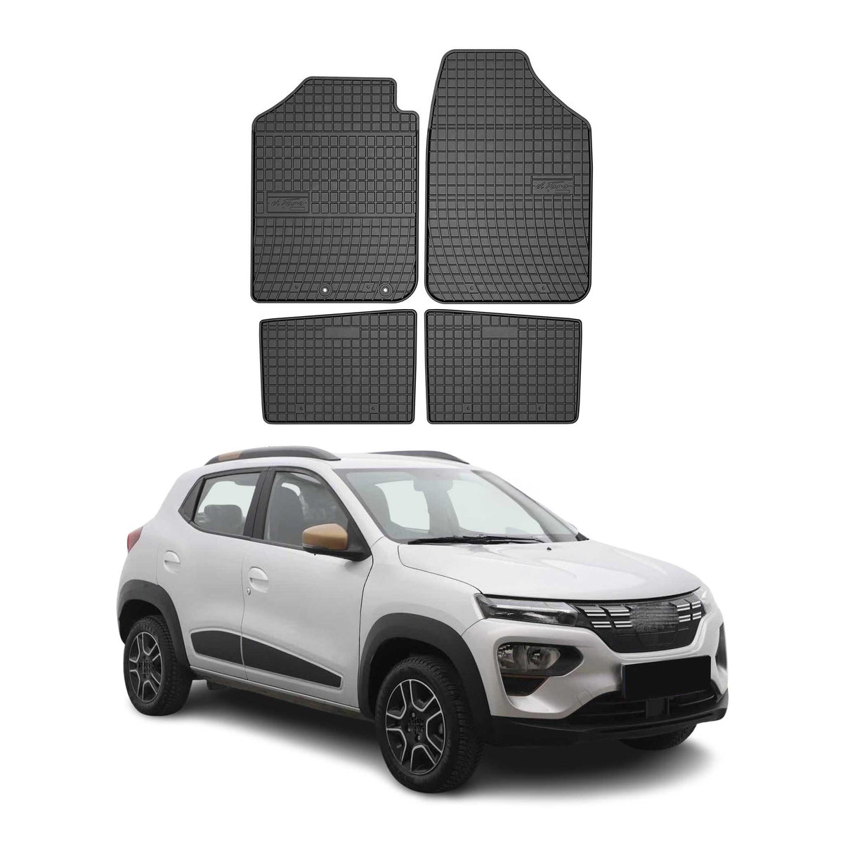 OMAC Premium Alfombrillas De Coche para Dacia Spring 2021-2025 Negro TPE Goma 4x