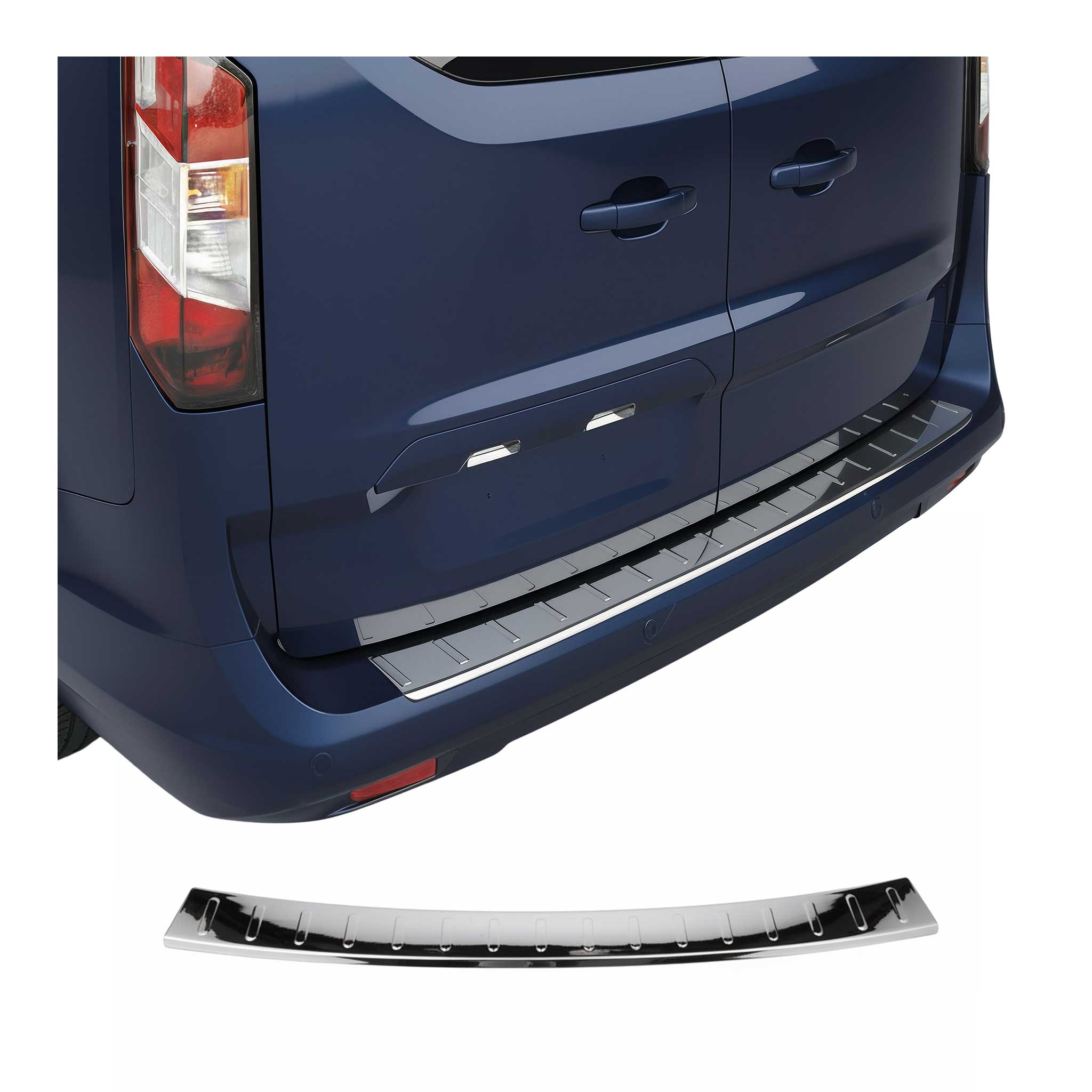 Protector de Parachoques Trasero para Ford Tourneo Courier 2014-2025 Plata Acero