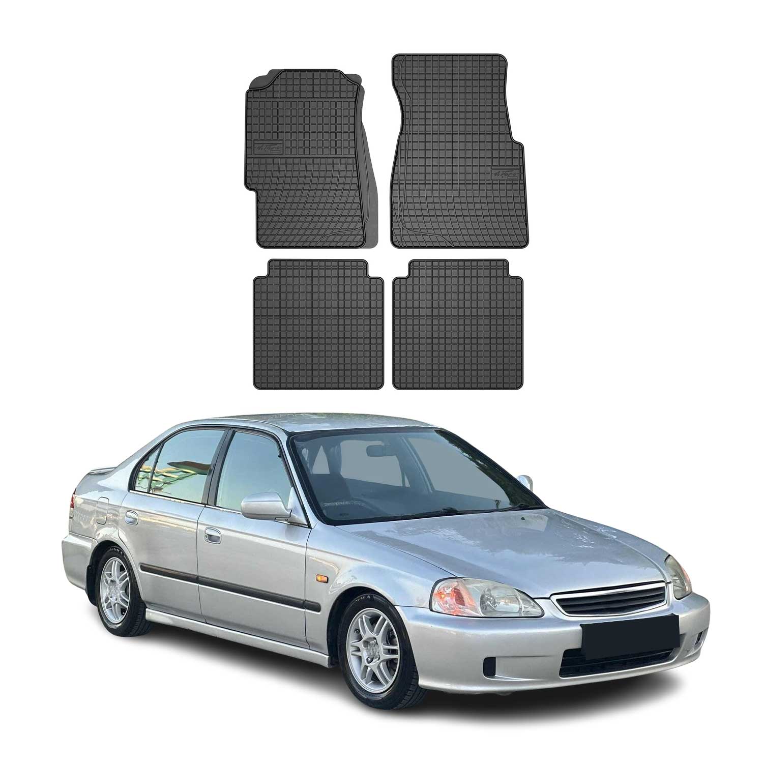 OMAC Alfombrillas De Coche para Honda Civic 4D SD 1995-2001 Negro Goma 4Pza