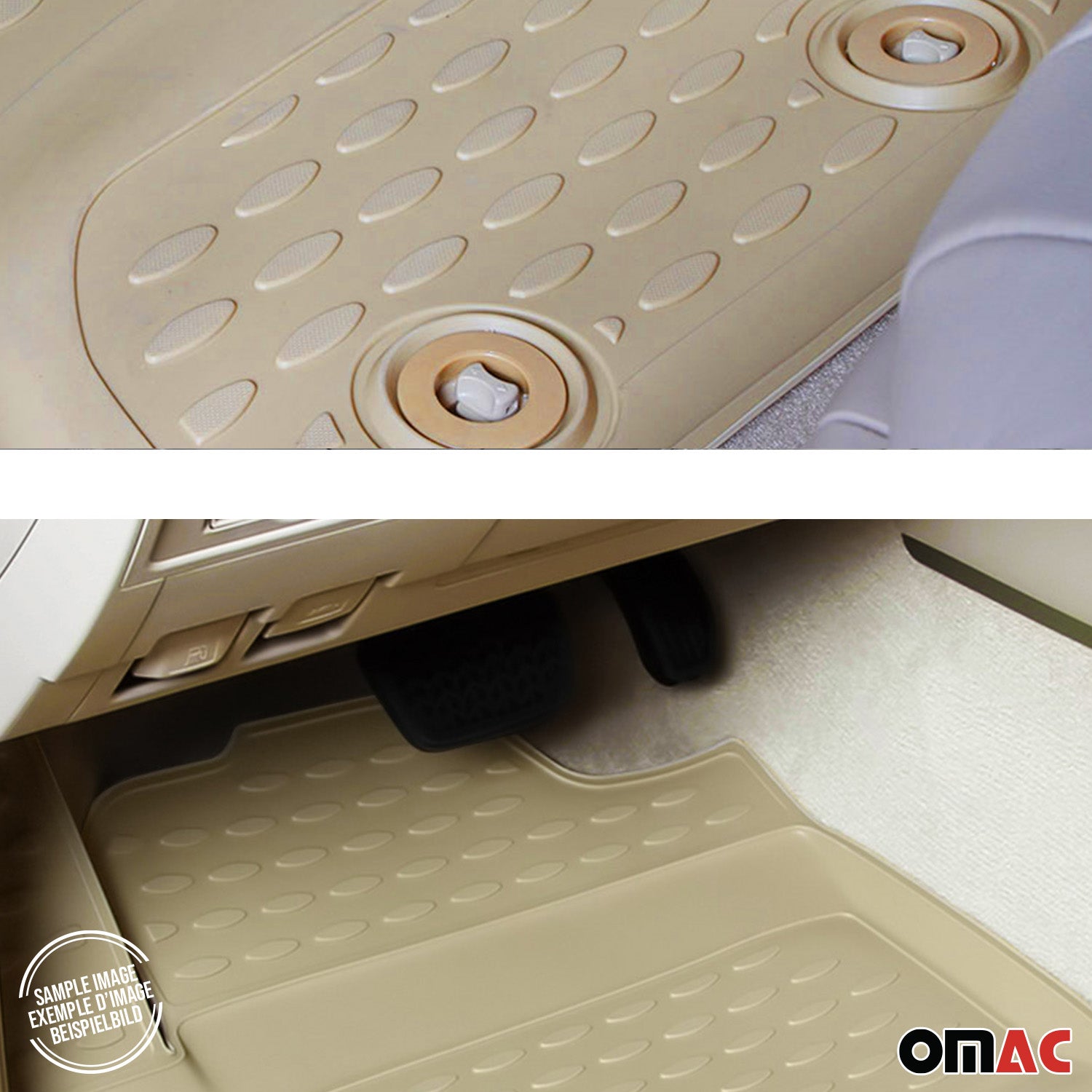 OMAC Alfombrillas Coche para BMW Serie 3 F30 F31 2012-2018 Beige Goma TPE 4Pza