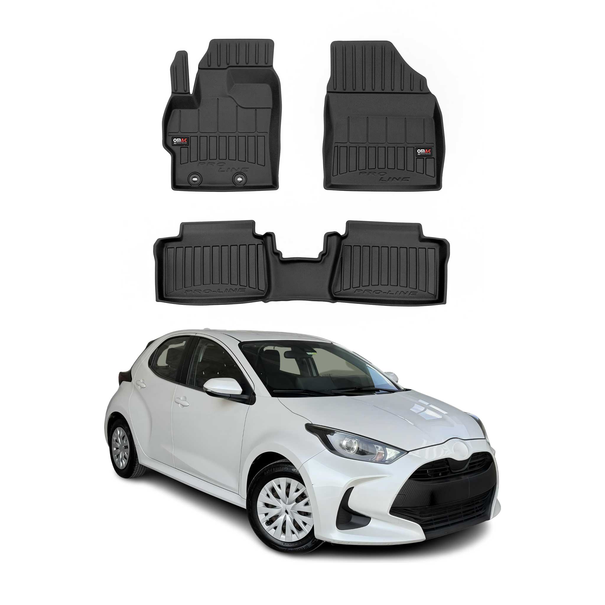 OMAC Premium Alfombrillas De Coche para Toyota Yaris Hybrid 2020-2025 Goma 3x