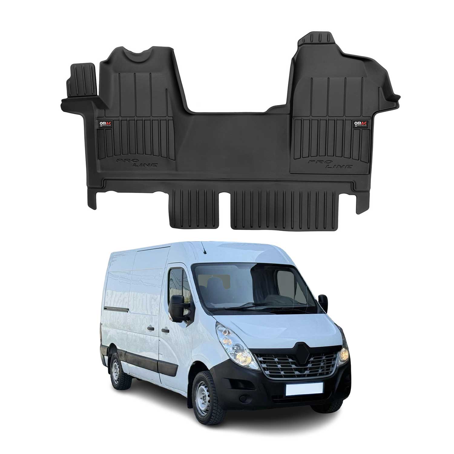 OMAC Premium Alfombrillas De Coche para Renault Master 2010-2019 Negro TPE Goma
