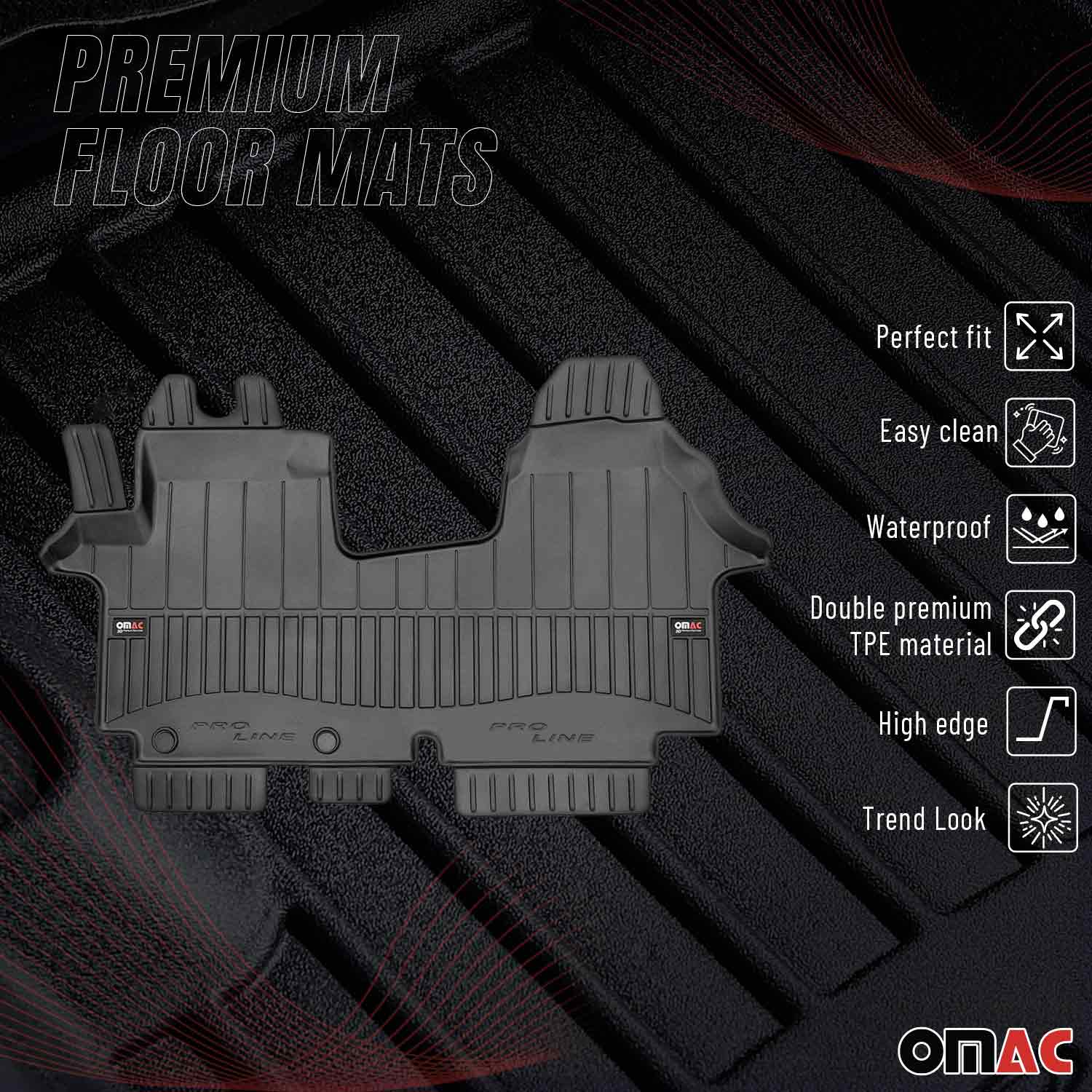 OMAC Premium Alfombrillas De Coche para Opel Vivaro 2001-2014 Negro TPE Goma