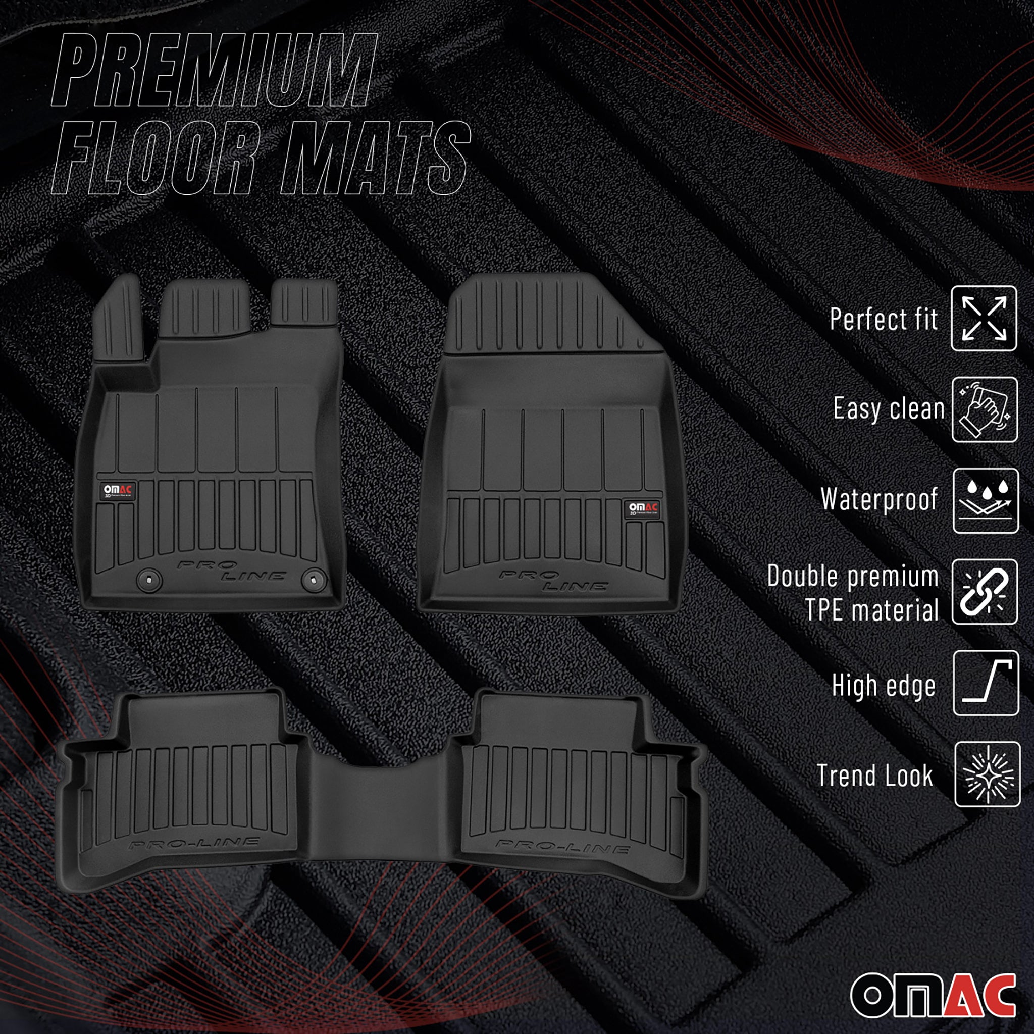 OMAC Premium Alfombrillas De Coche para Kia XCeed Hybrid 2019-2025 TPE Goma 3x
