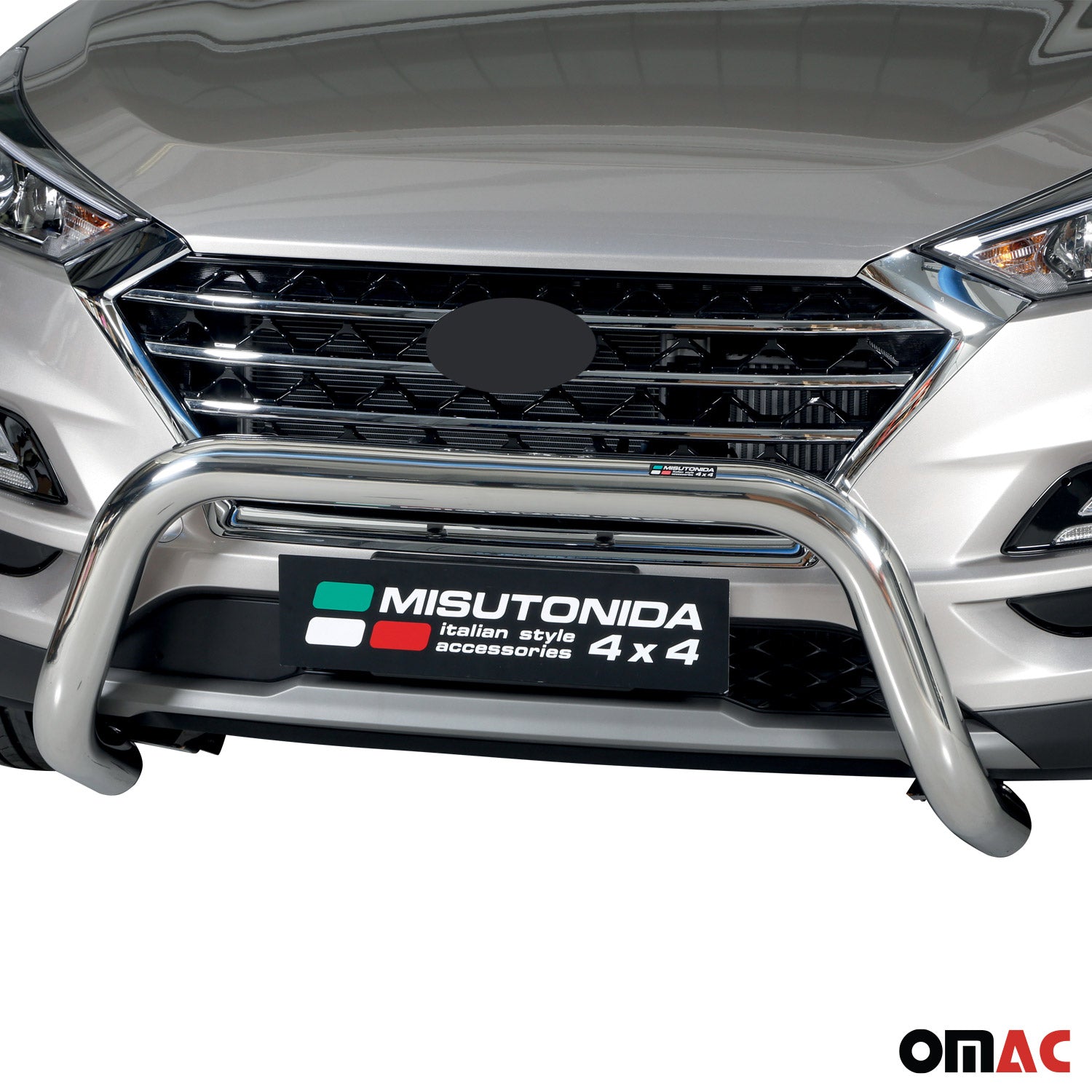 Bull Barra Frontal para Hyundai Tucson 2018-2021 Plata Brillante Acero 1Pza