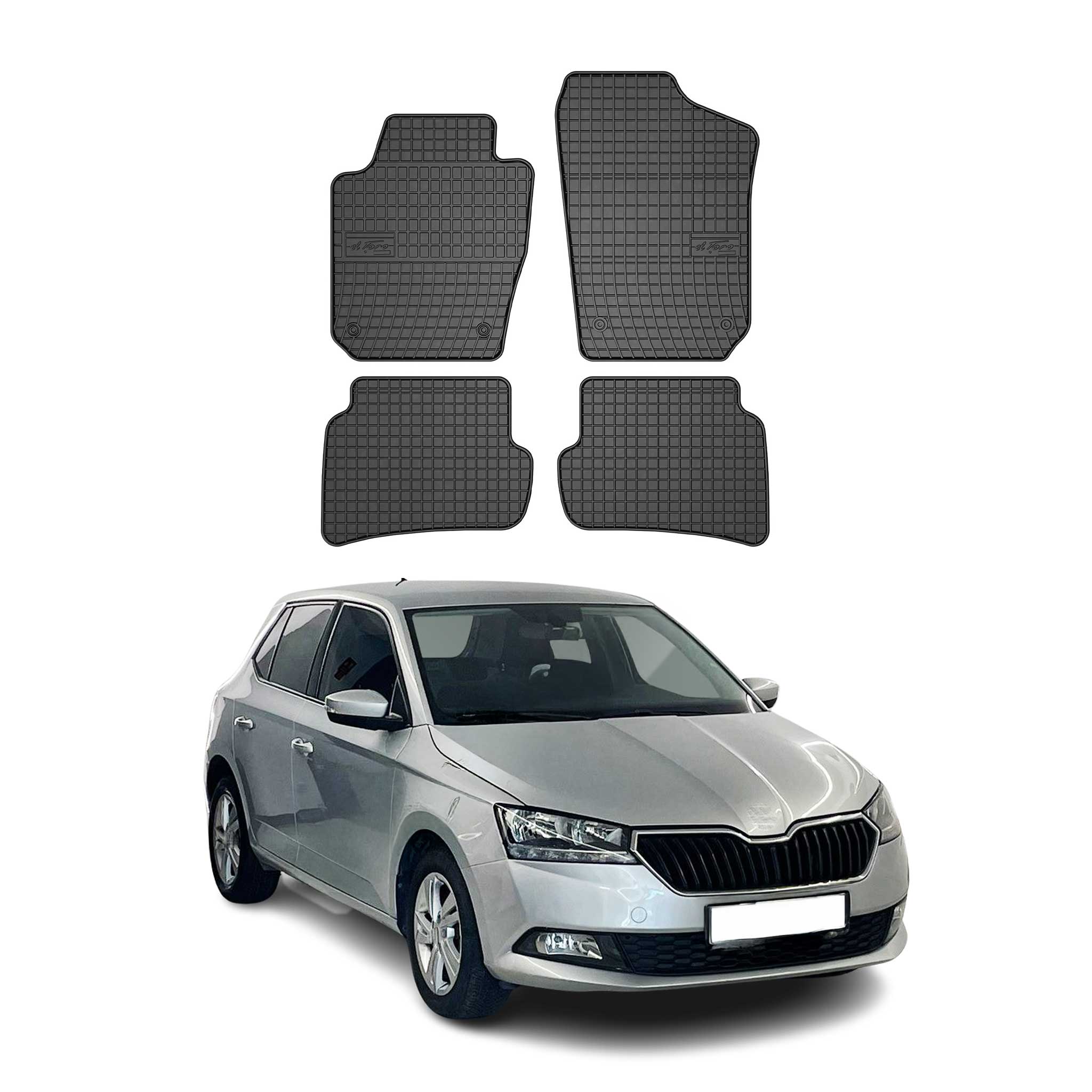 OMAC Alfombrillas De Coche para Skoda Fabia 2014-2021 Negro Goma 4Pza
