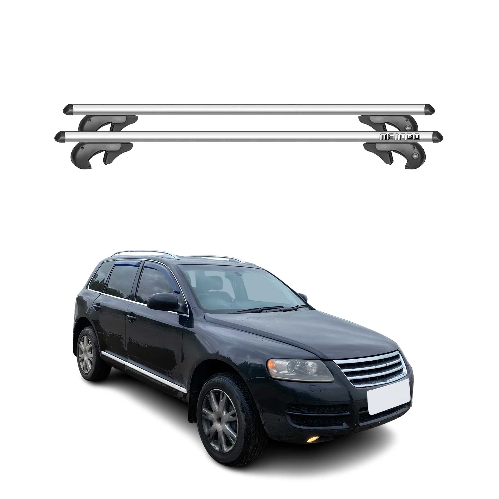 Menabo Barras de Techo Baca para VW Touareg 7L 2002-2006 Gris Aluminio 2Pza