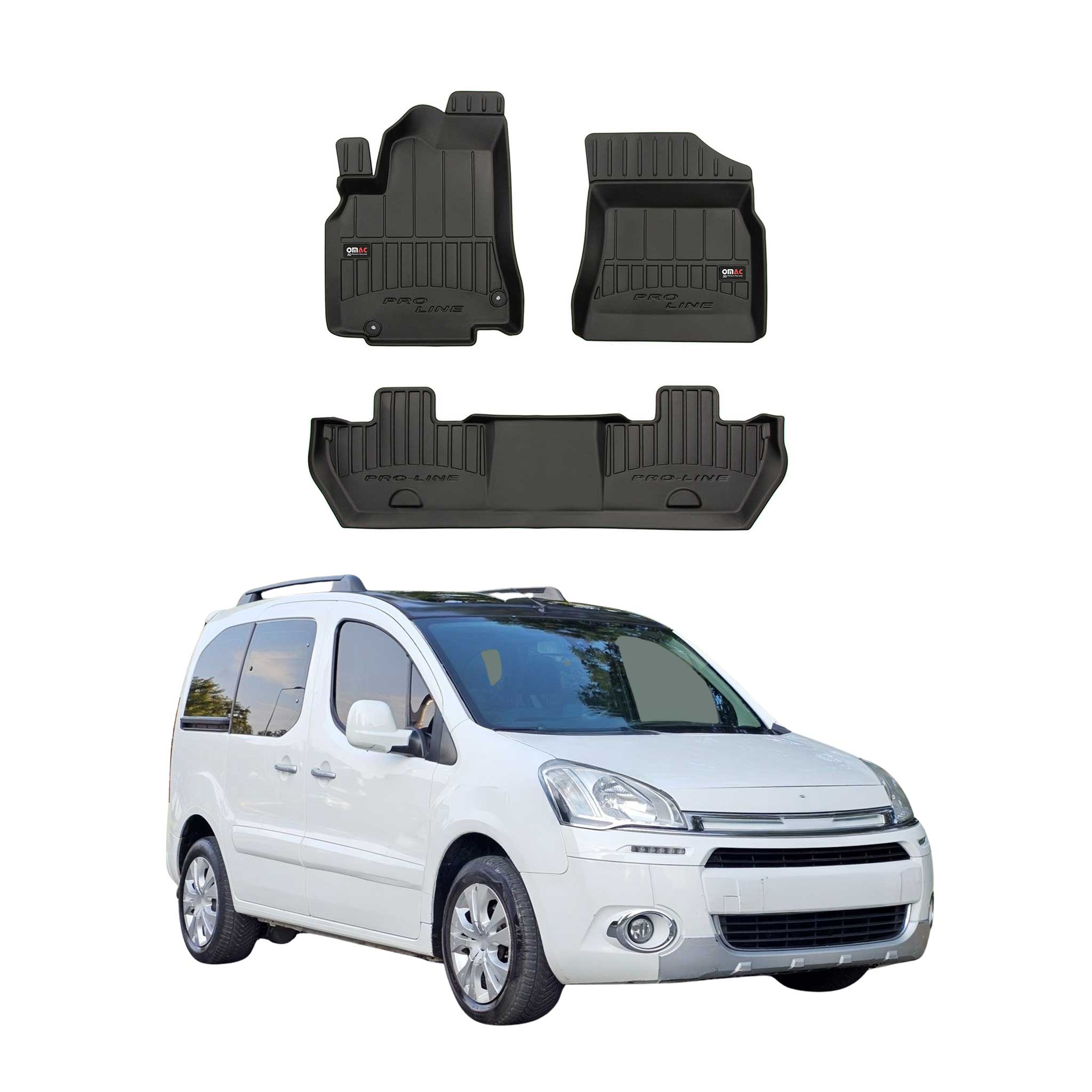 OMAC Premium Alfombrillas De Coche para Citroen Berlingo 2008-2018 TPE Goma 3x
