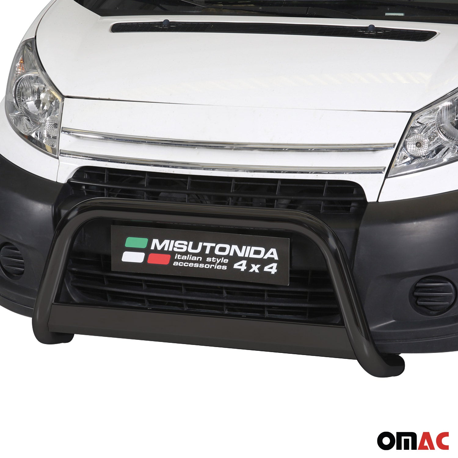 Bull Barra Frontal para Citroen Jumper 2006-2013 Negro Brillante Acero 1Pza