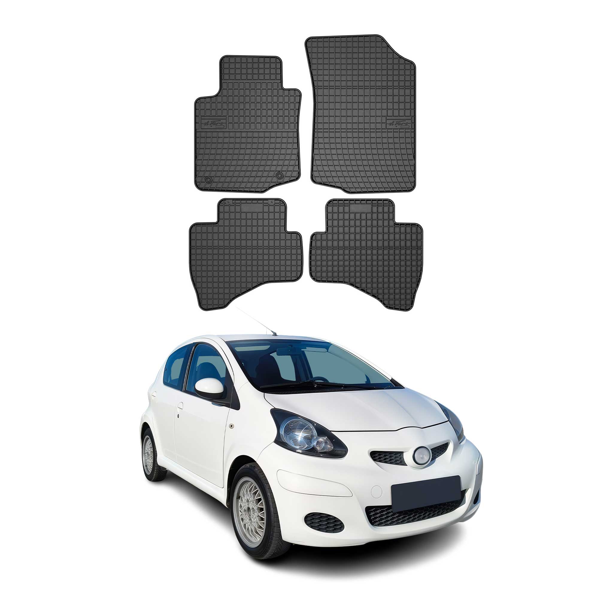 OMAC Alfombrillas De Coche para Toyota Aygo 2005-2014 Negro Goma TPE 4Pza