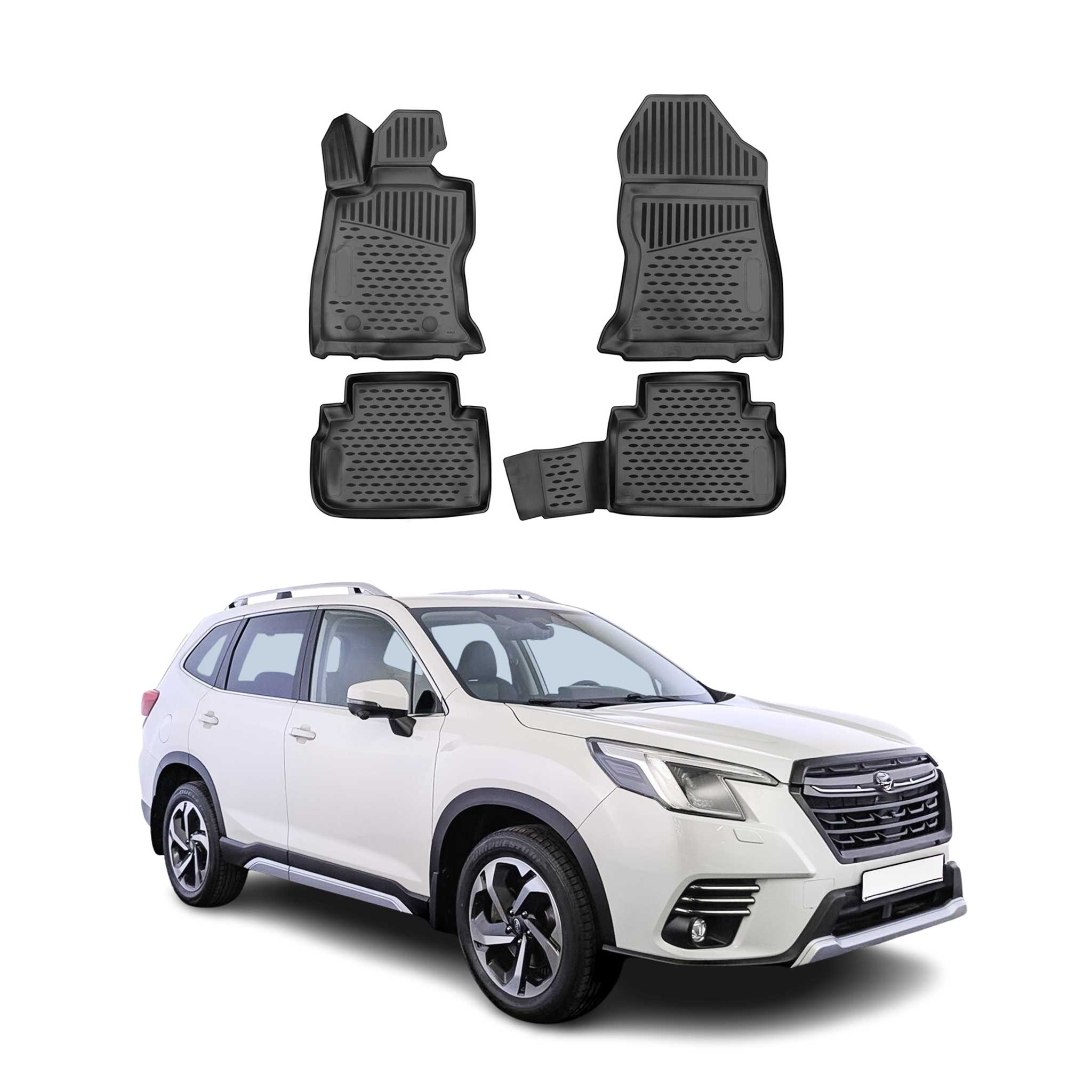 OMAC Alfombrillas De Coche para Subaru Forester 2018-2021 Negro Goma TPE 4Pza