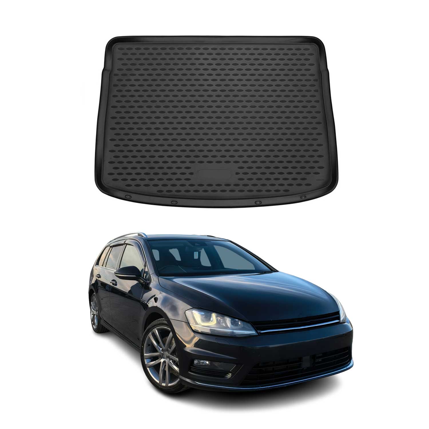 OMAC Bandeja Maletero Alfombrilla para VW Golf Sportsvan 2011-2015 Negro TPE