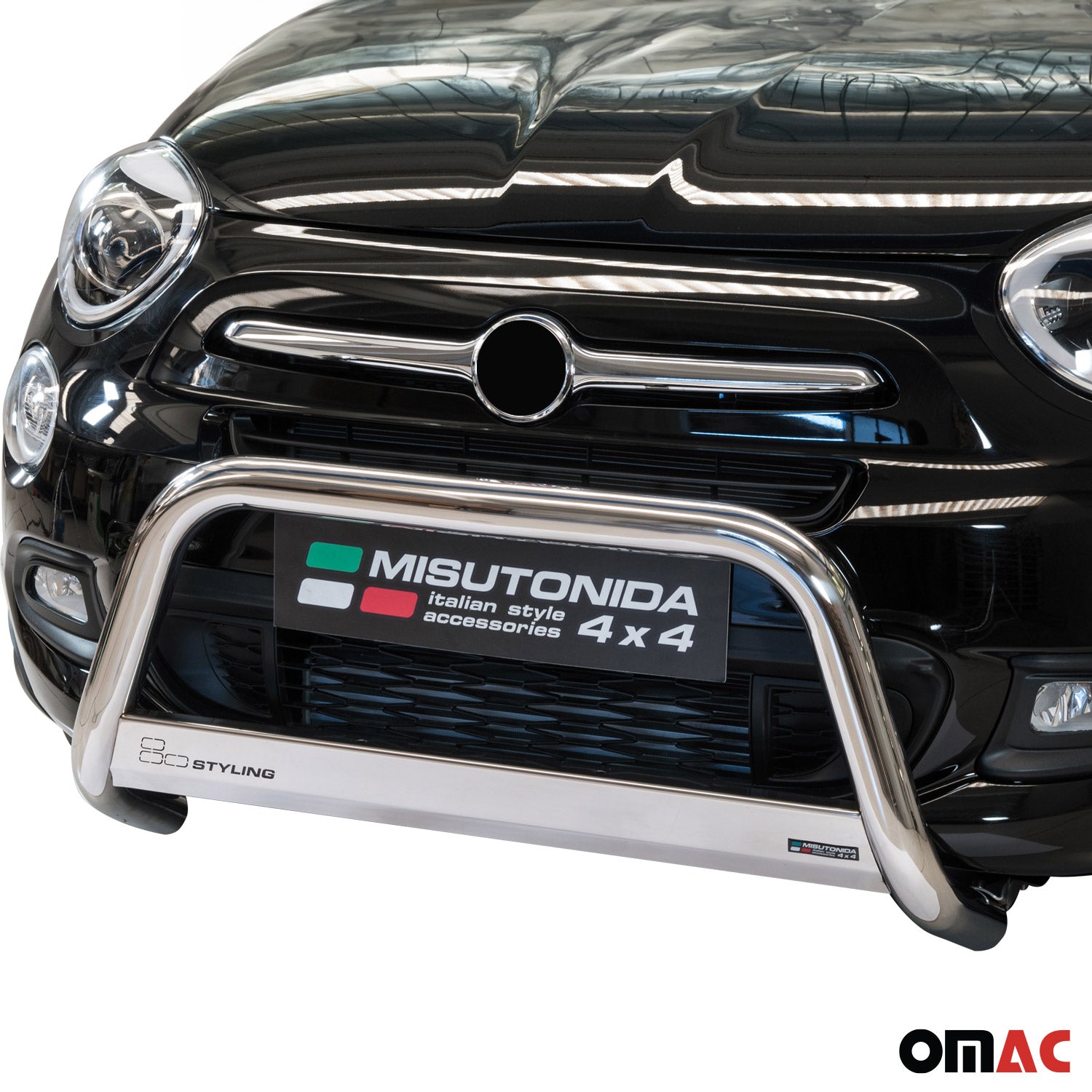 Bull Barra Frontal para Fiat 500X 2014-2018 Plata Brillante Acero 1Pza