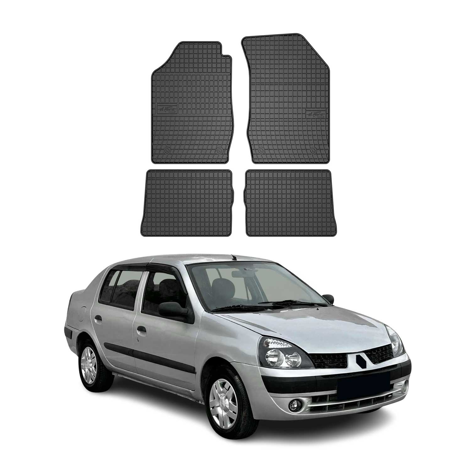 OMAC Alfombrillas De Coche para Renault Clio 1998-2005 Negro Goma 4Pza