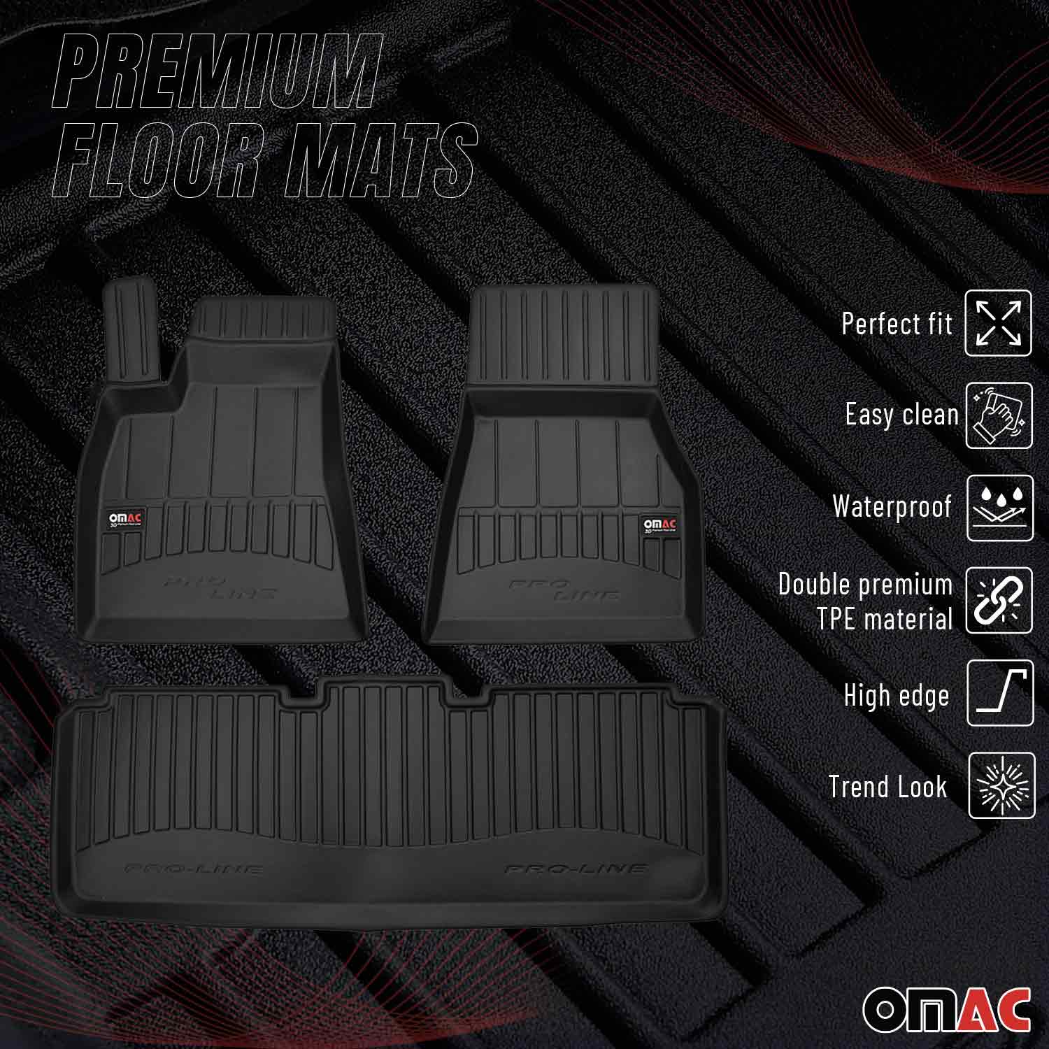 OMAC Premium Alfombrillas De Coche para Tesla Model S 2014-2020 TPE Goma 3x
