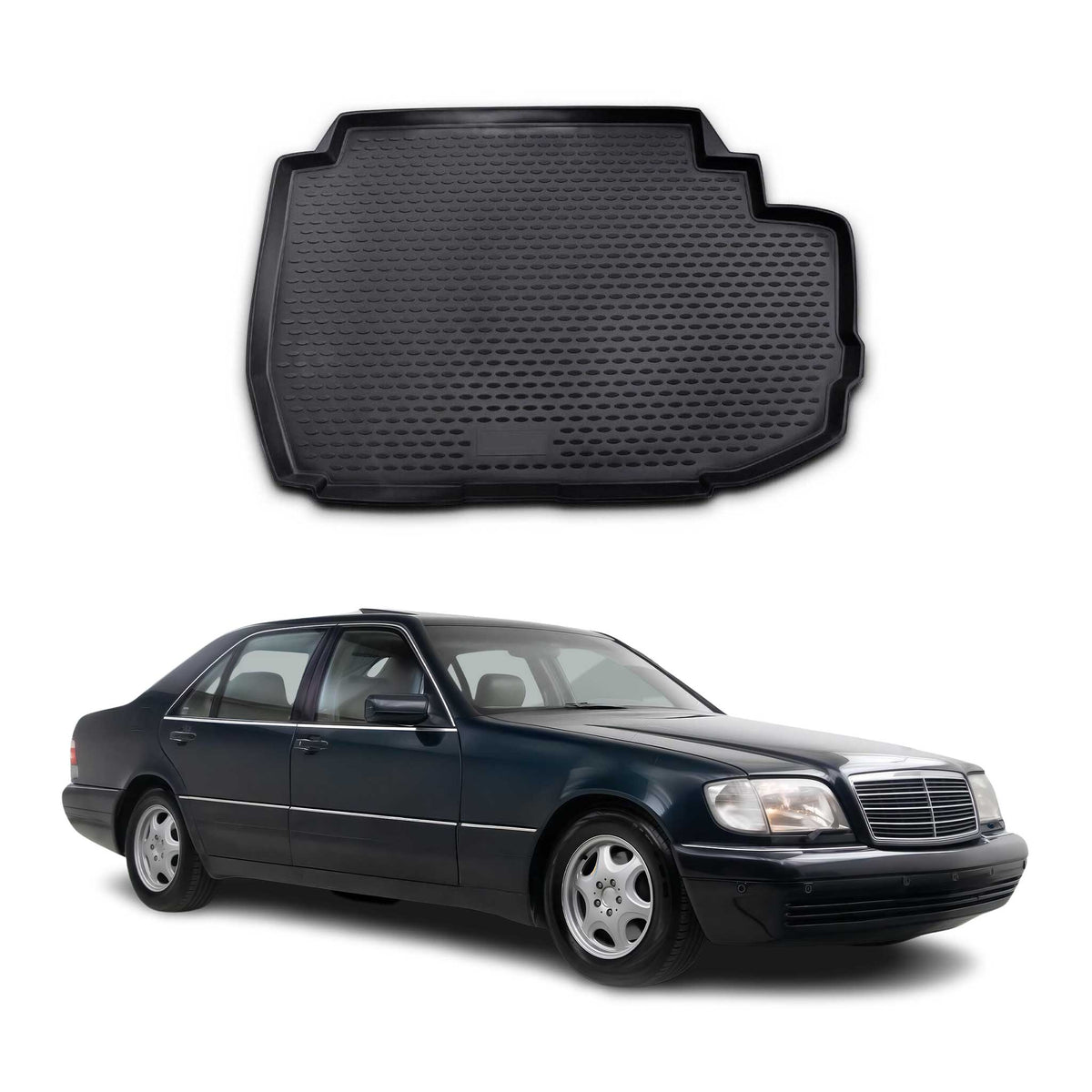 OMAC Bandeja Maletero Alfombrilla para Mercedes S Class W220 1998-2005 Negro TPE