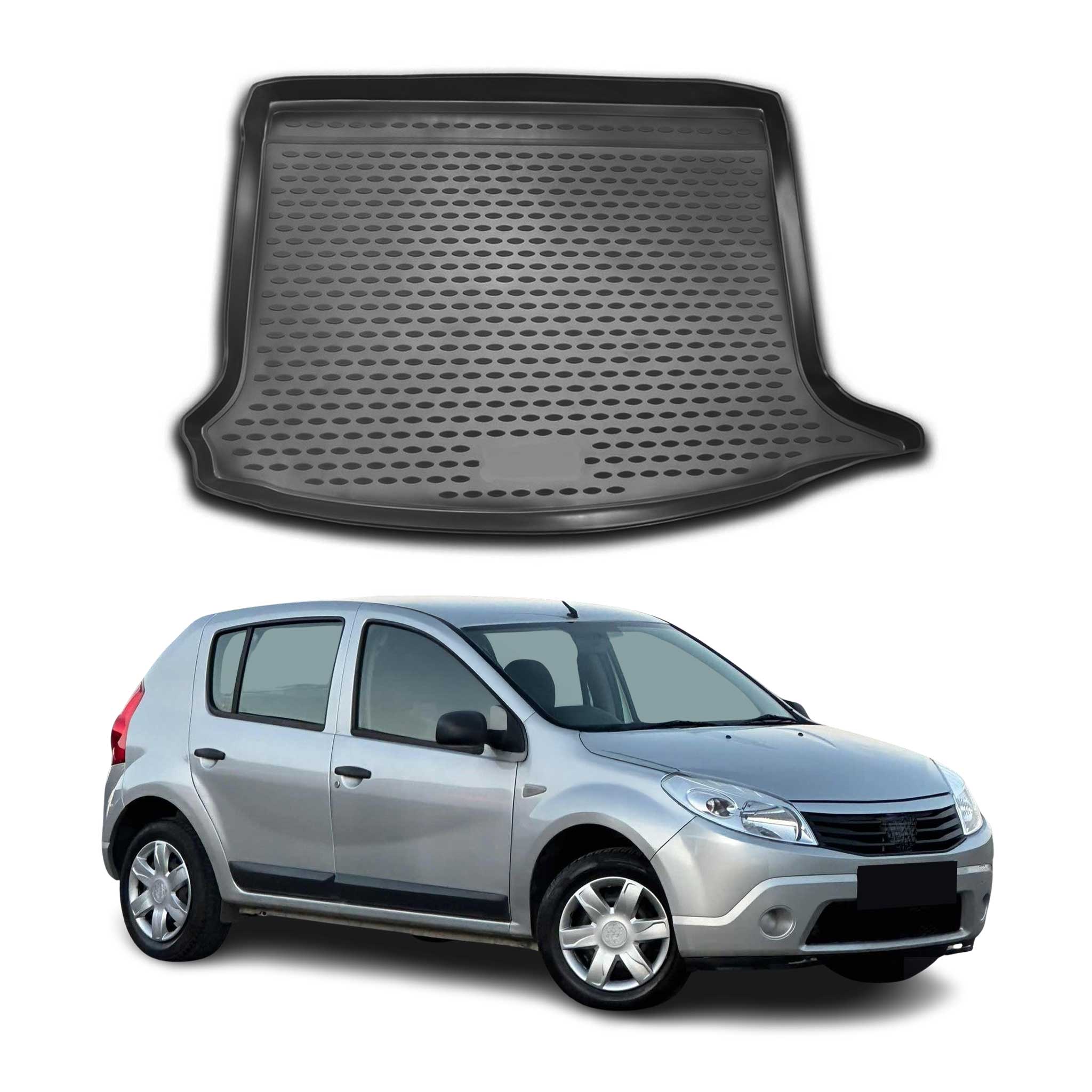 OMAC Bandeja Maletero Alfombrilla para Dacia Sandero 2008-2012 Negro Goma TPE