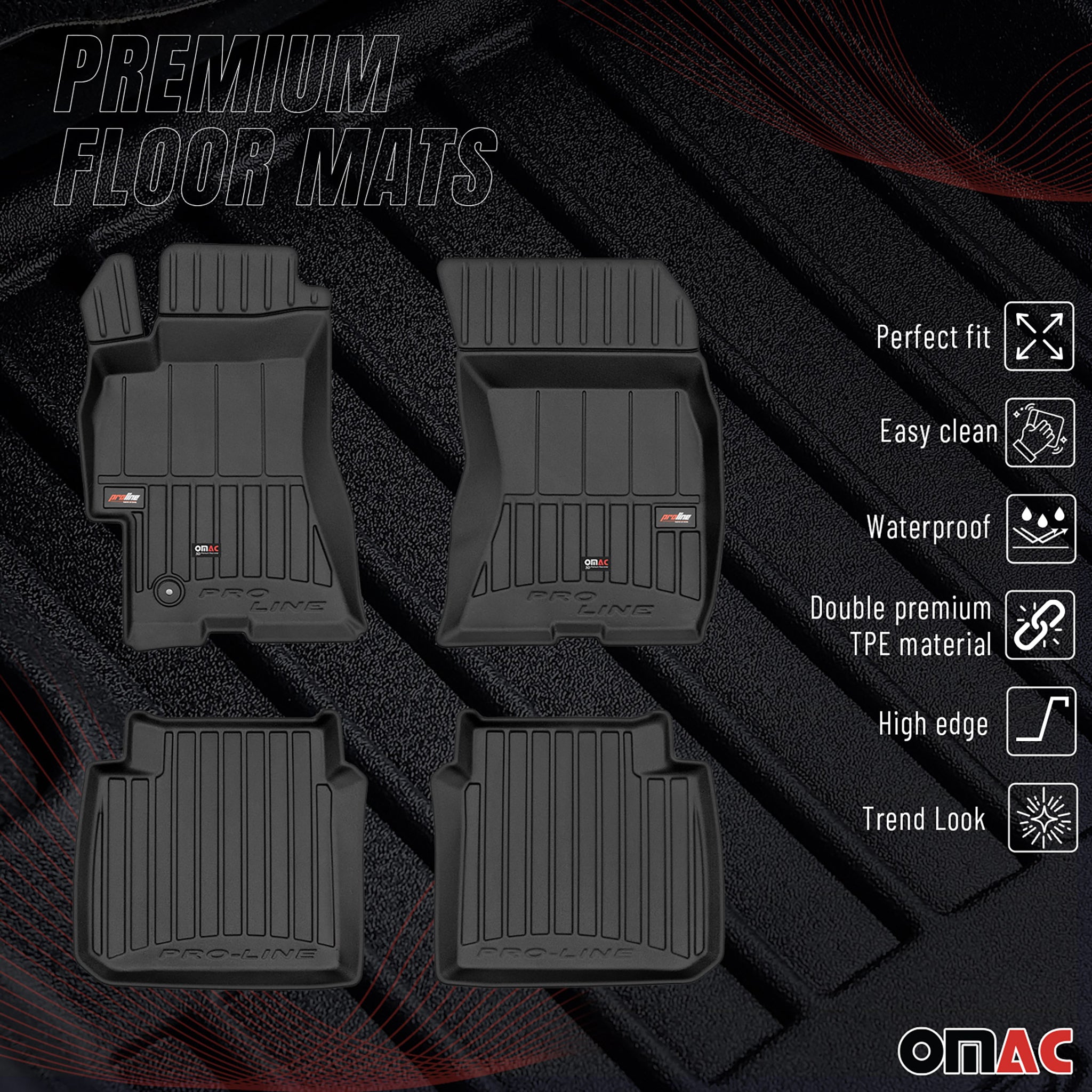 OMAC Premium Alfombrillas De Coche para Subaru Outback 2003-2009 TPE Goma 4x