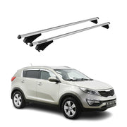 Menabo Barras de Techo Coche Baca para Kia Sportage 2010-2013 Gris Aluminio 2Pza