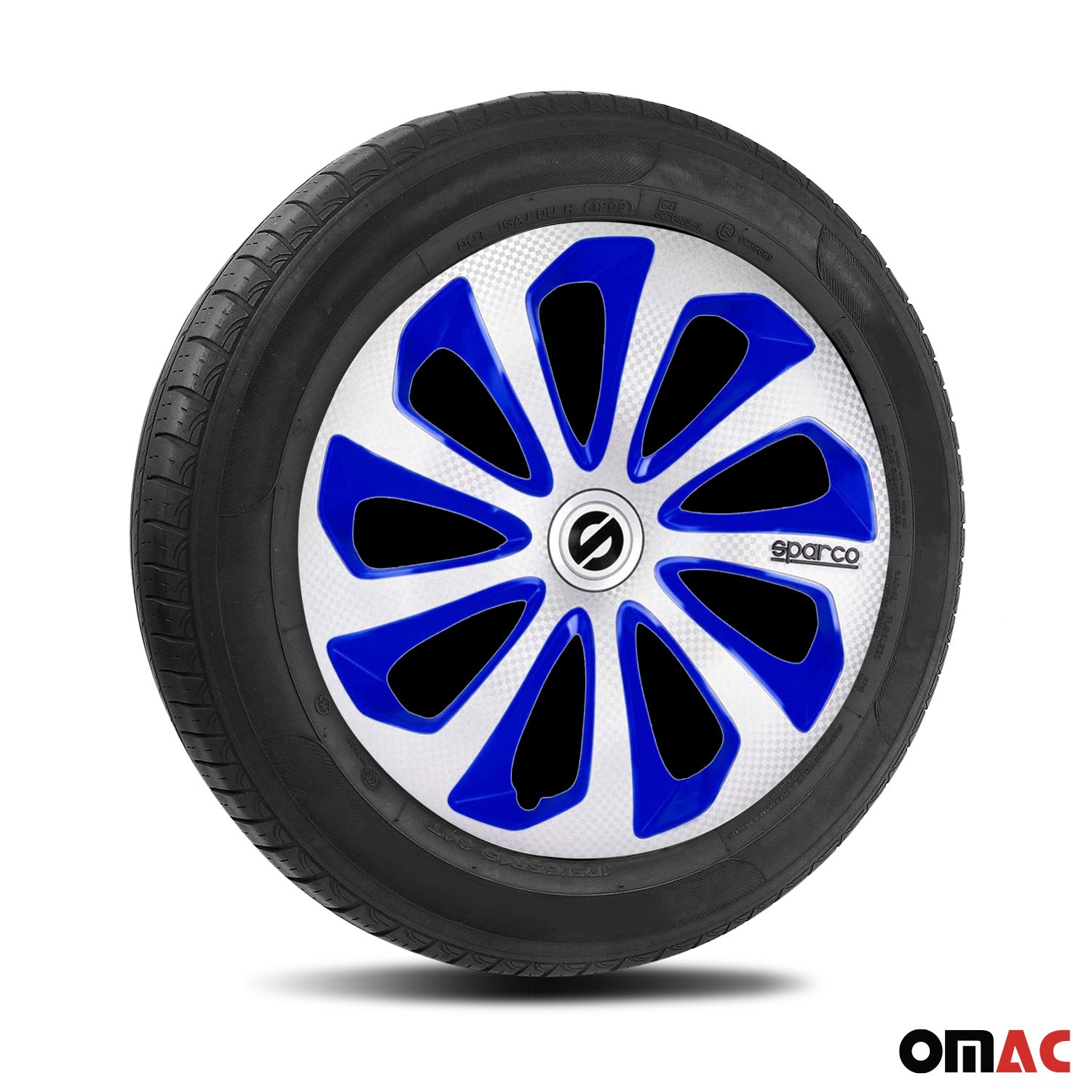 Sparco Tapacubos 16" pulgadas Universal Plata Azul Carbono ABS