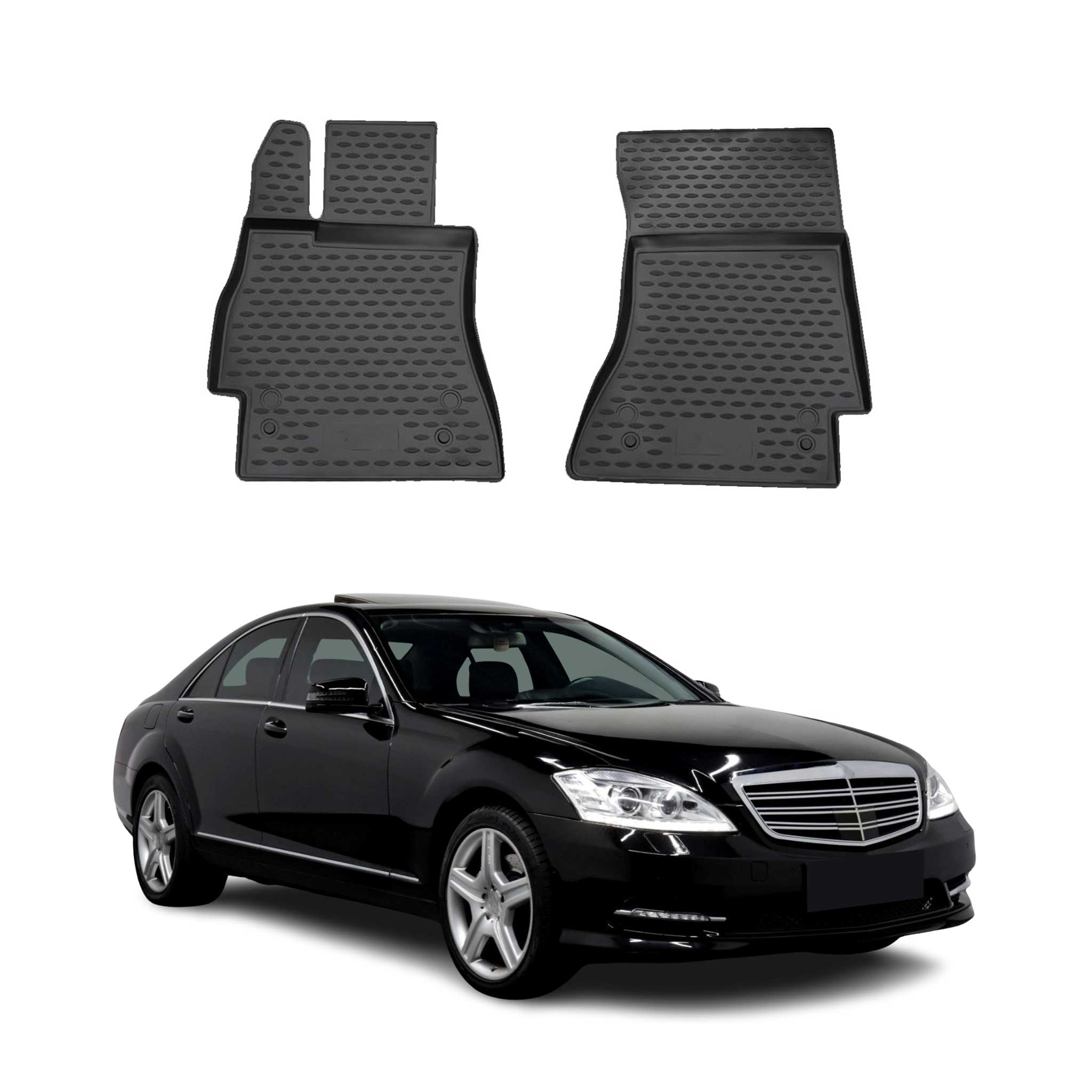 OMAC Alfombrillas De Coche para Mercedes S Class W221 2005-2013 Negro Goma TPE