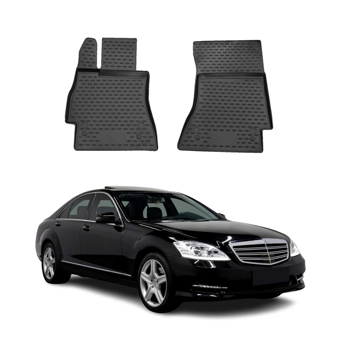 OMAC Alfombrillas De Coche para Mercedes S Class W221 2005-2013 Negro Goma TPE