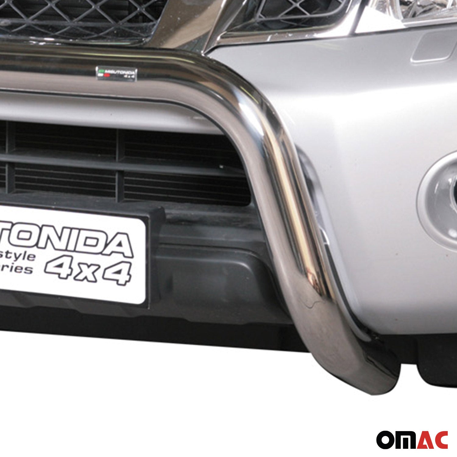 Bull Barra Frontal para Nissan Navara 2010-2014 Double Cab Plata Brillante Acero