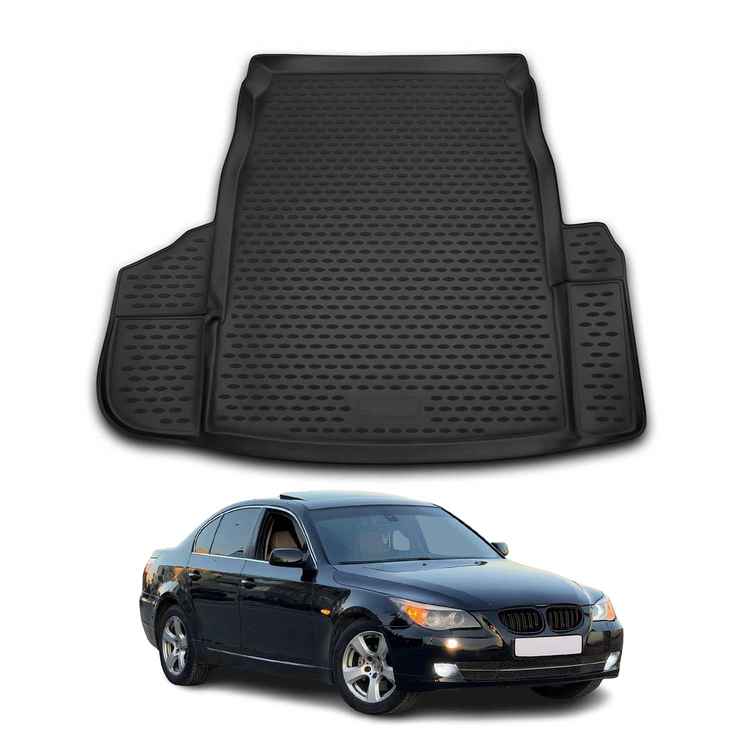OMAC Bandeja Maletero Alfombrilla para BMW Serie 5 E60 2003-2010 Negro Goma TPE